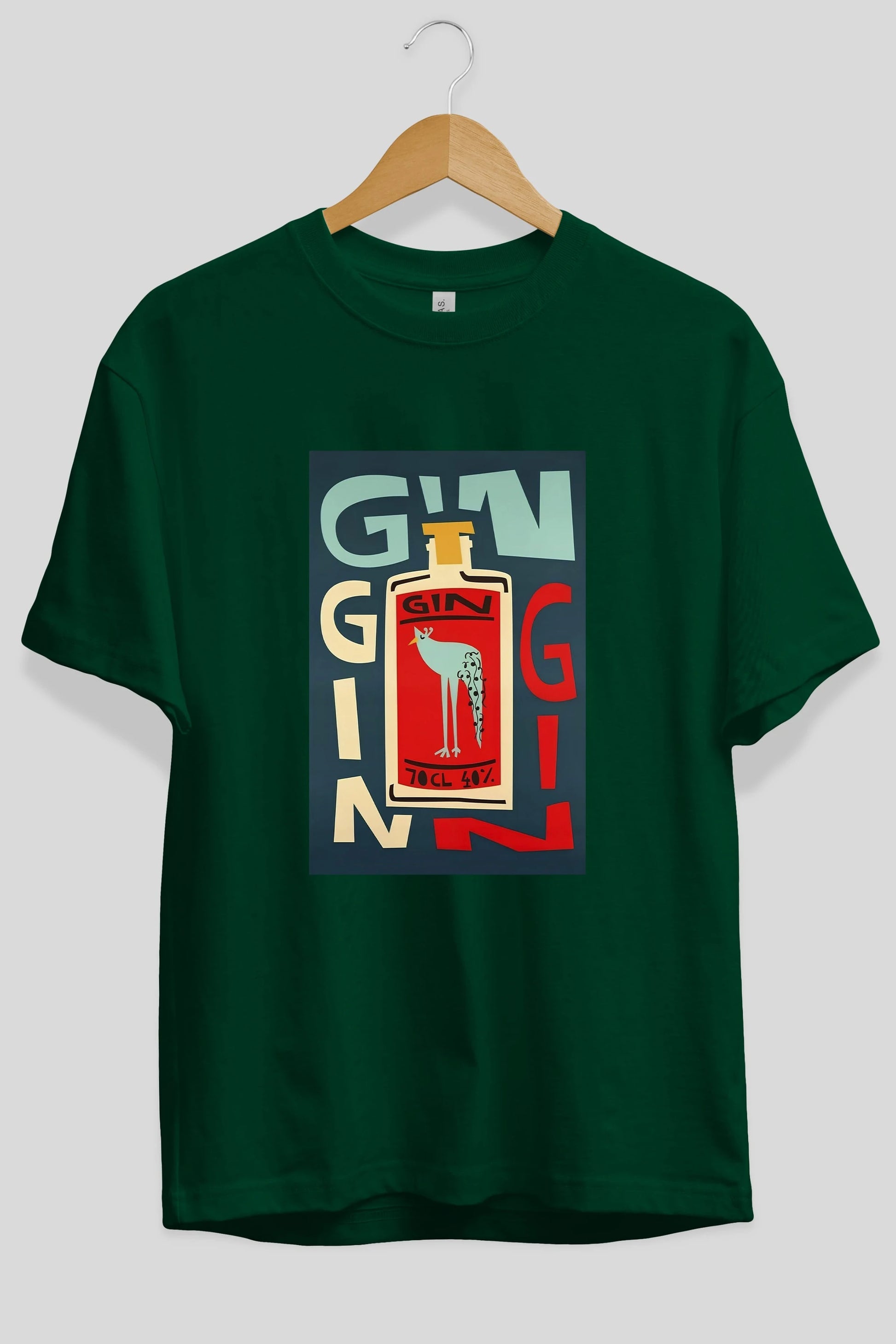 Gin 2 Ön Baskılı Oversize t-shirt Erkek Kadın Unisex %100 Pamuk Bisiklet Yaka tişort