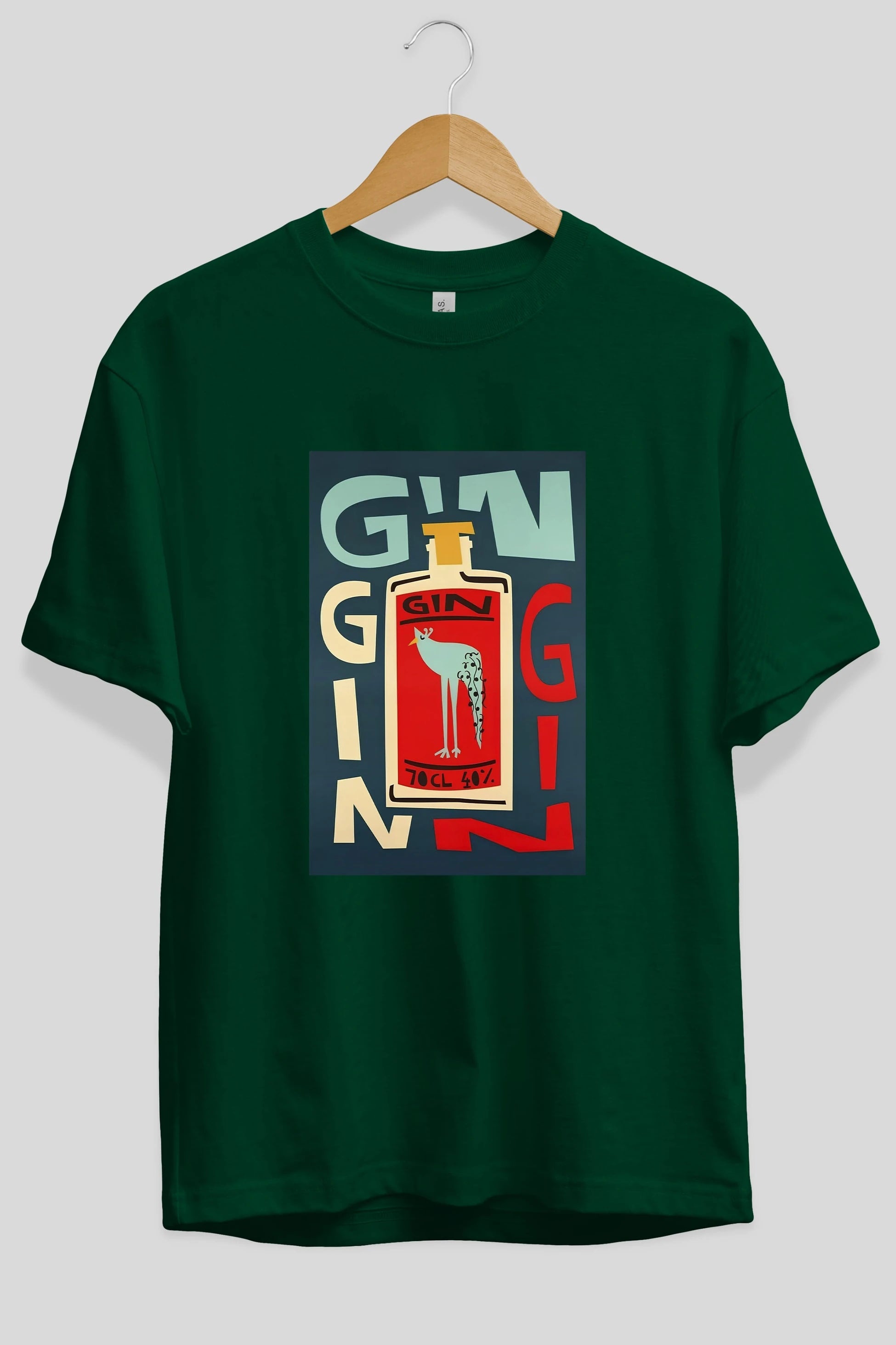 Gin 2 Ön Baskılı Oversize t-shirt Erkek Kadın Unisex %100 Pamuk Bisiklet Yaka tişort