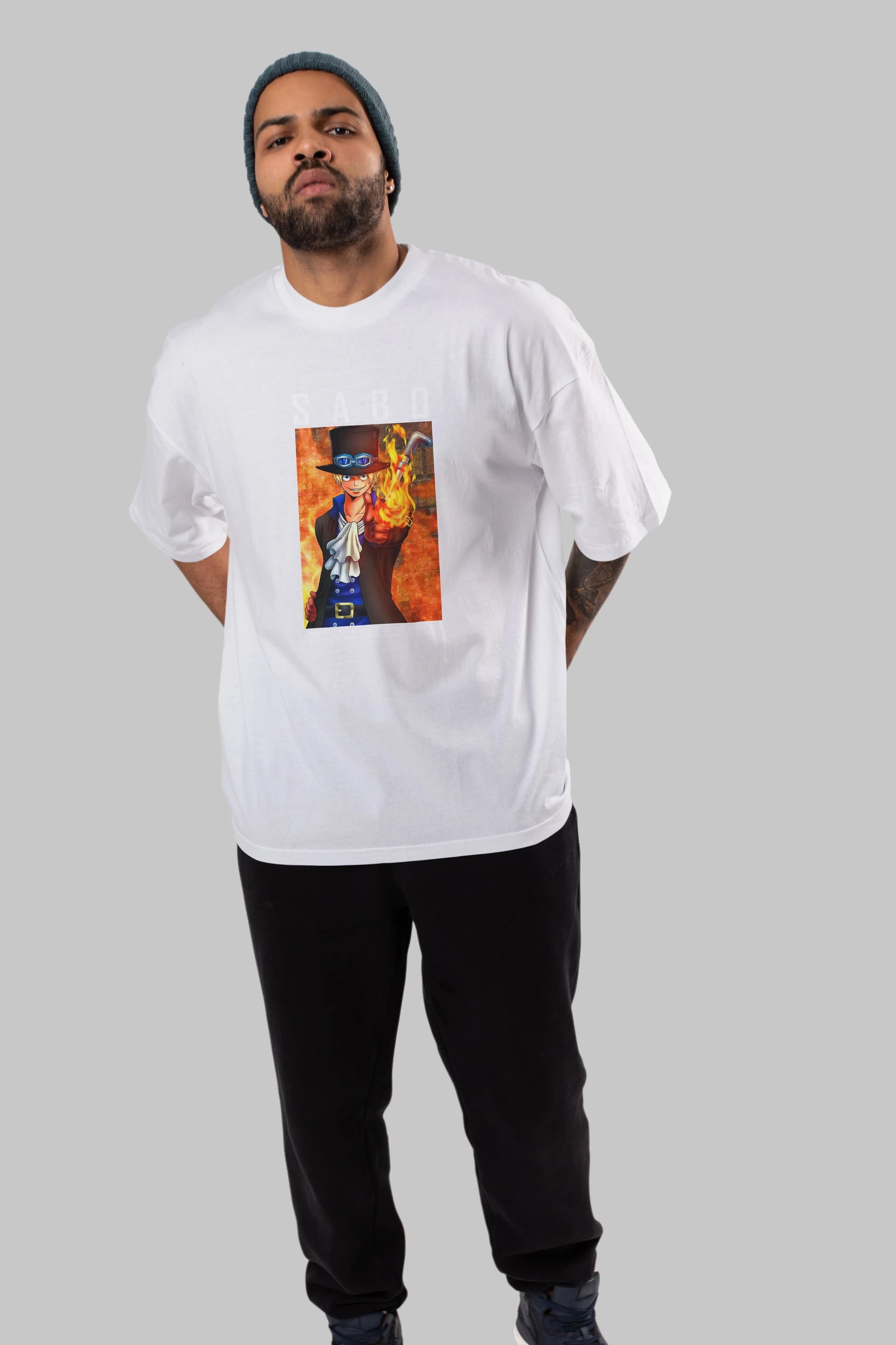 Sabo Anime Ön Baskılı Oversize t-shirt Erkek Kadın Unisex