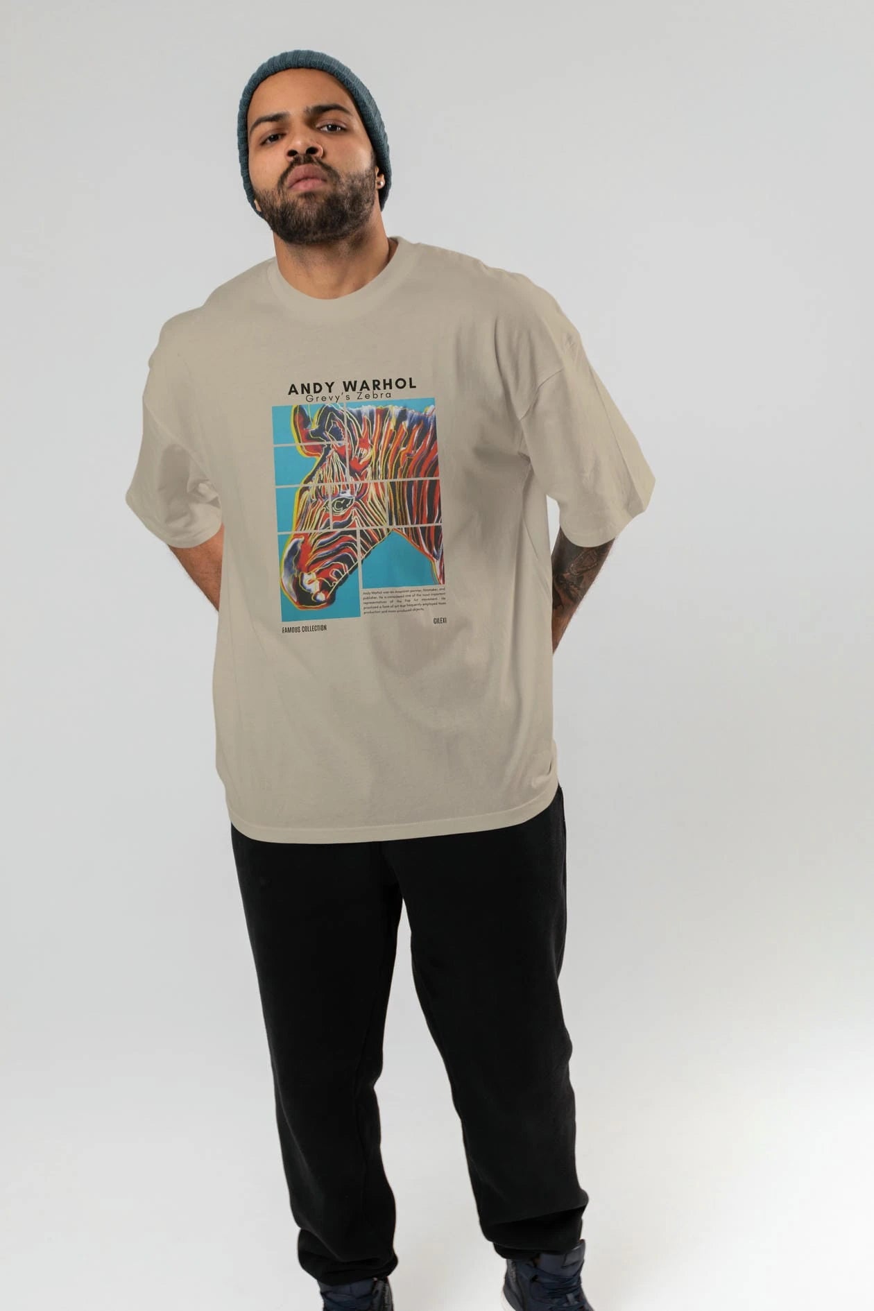 Andy Warhol ön Baskılı Oversize t-shirt Erkek Kadın Bisiklet Yaka Pamuk tişort