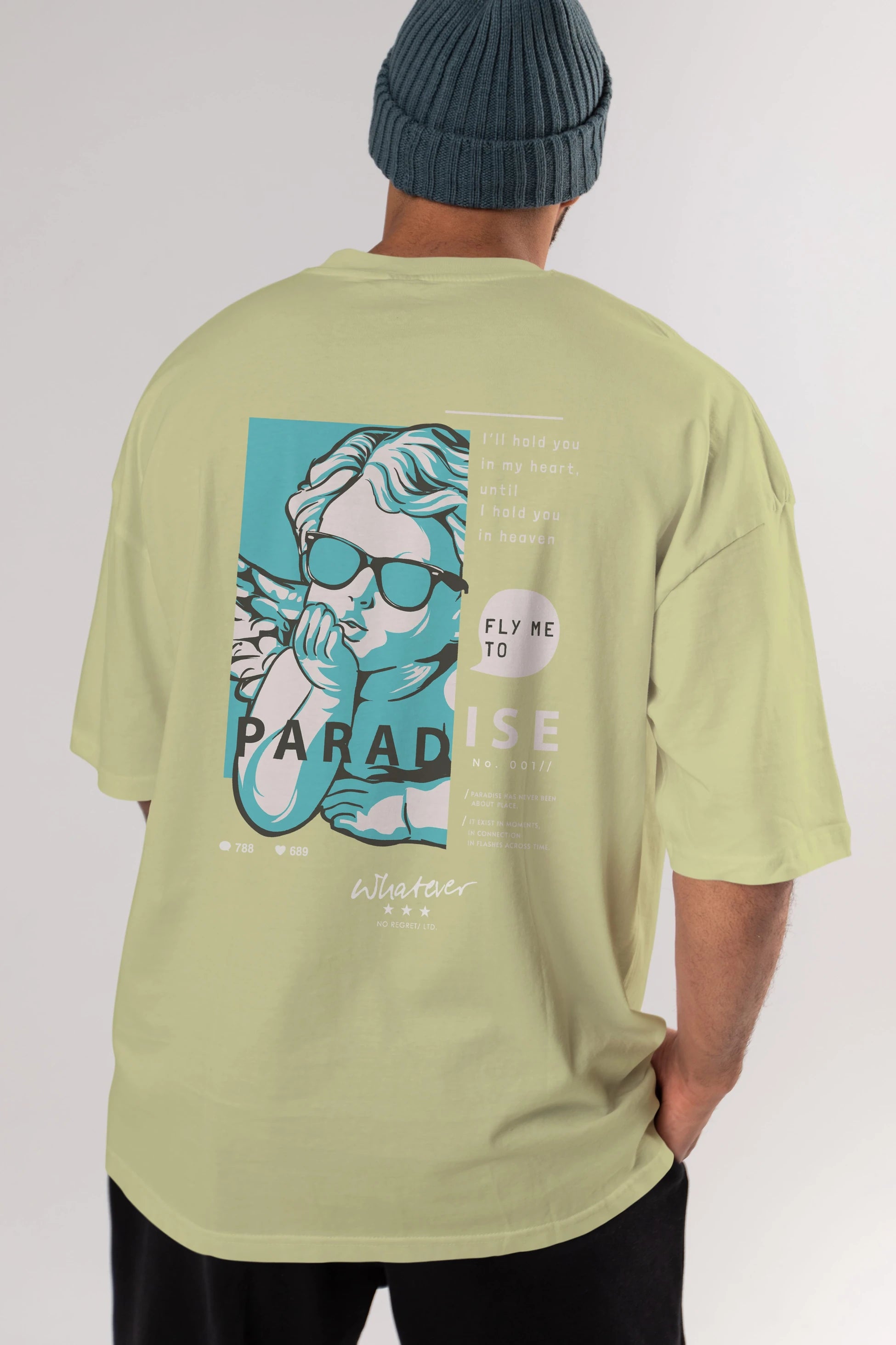 Paradise Fly to Me Arka Baskılı Oversize t-shirt Erkek Kadın Unisex