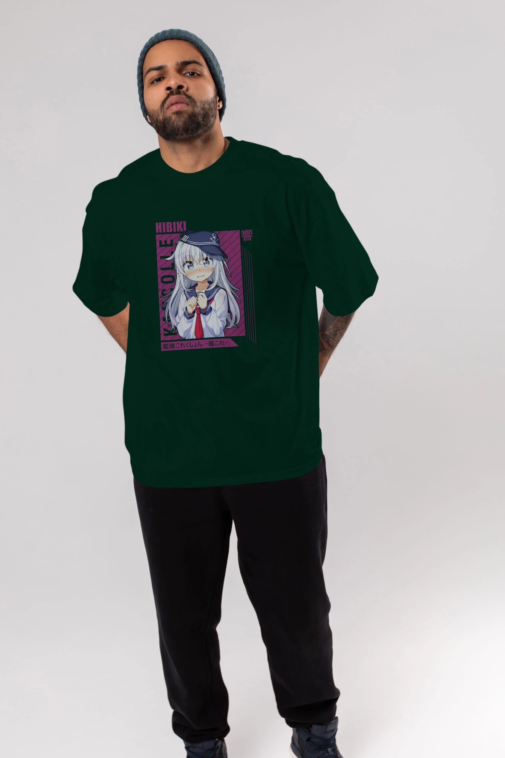 Hibiki 4 Anime Ön Baskılı Oversize t-shirt %100 pamuk Erkek Kadın Unisex