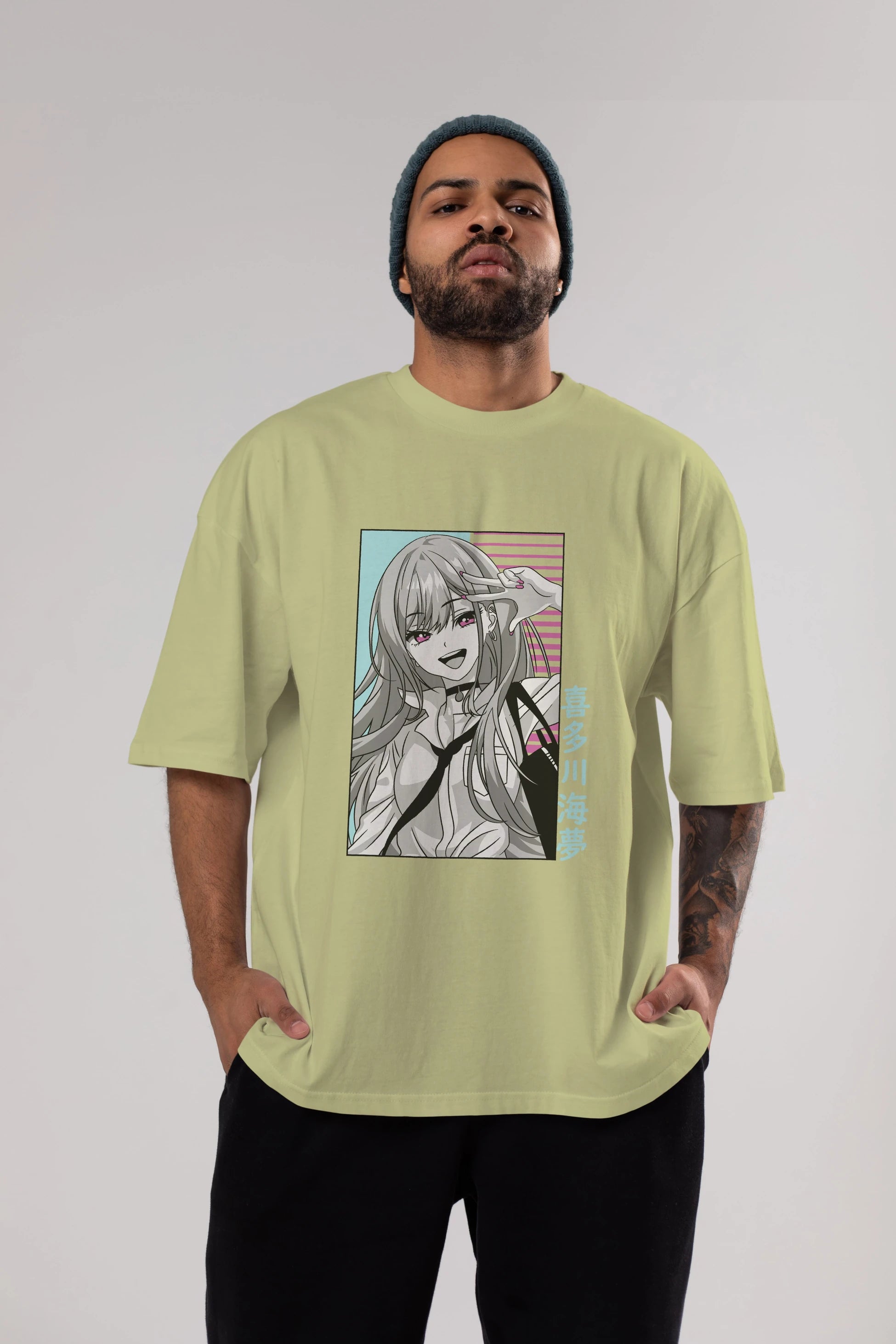 Marin Kitagawa 1 Anime Ön Baskılı Oversize t-shirt %100 pamuk Erkek Kadın Unisex