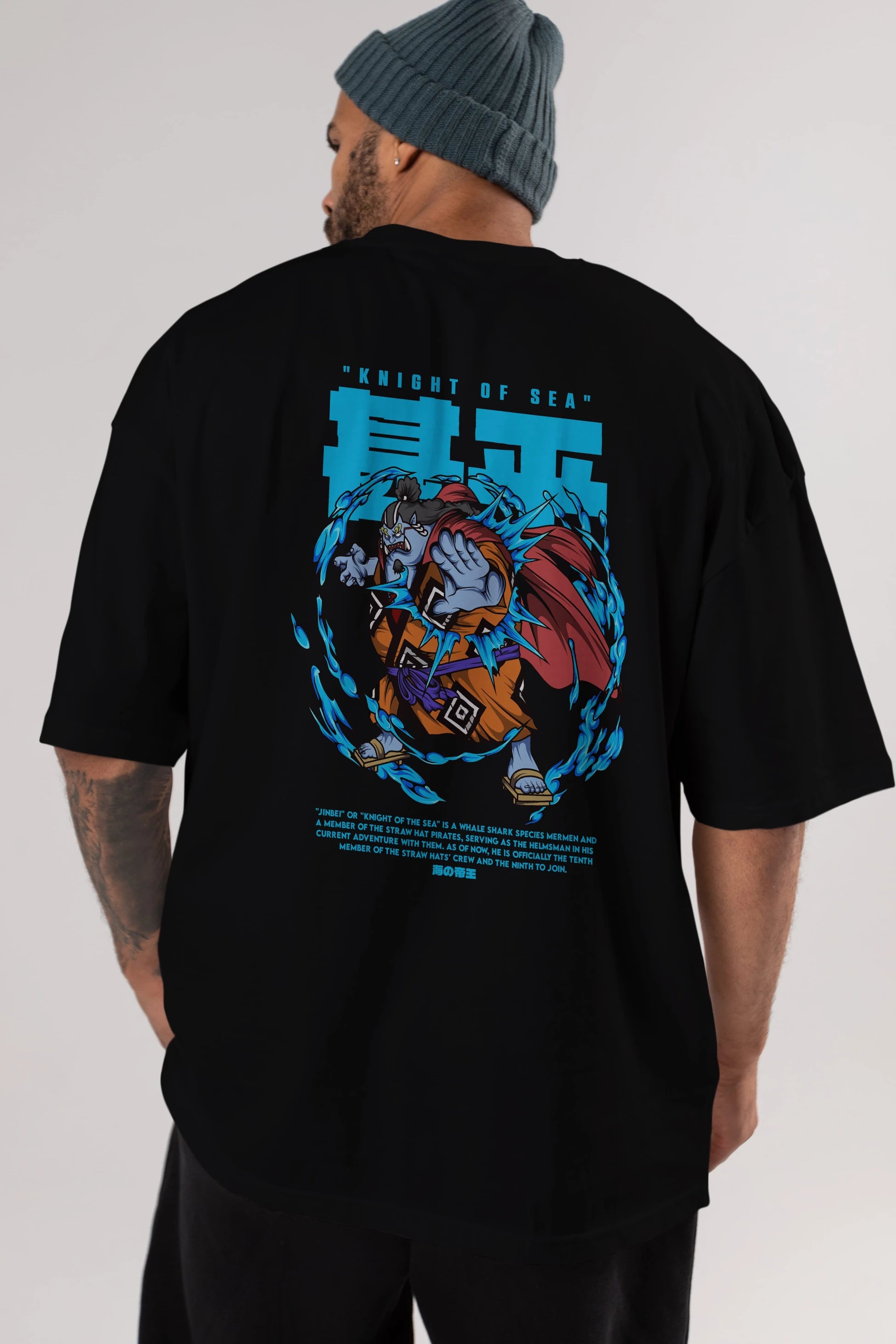 Jinbei Anime Arka Baskılı Oversize t-shirt Erkek Kadın Unisex