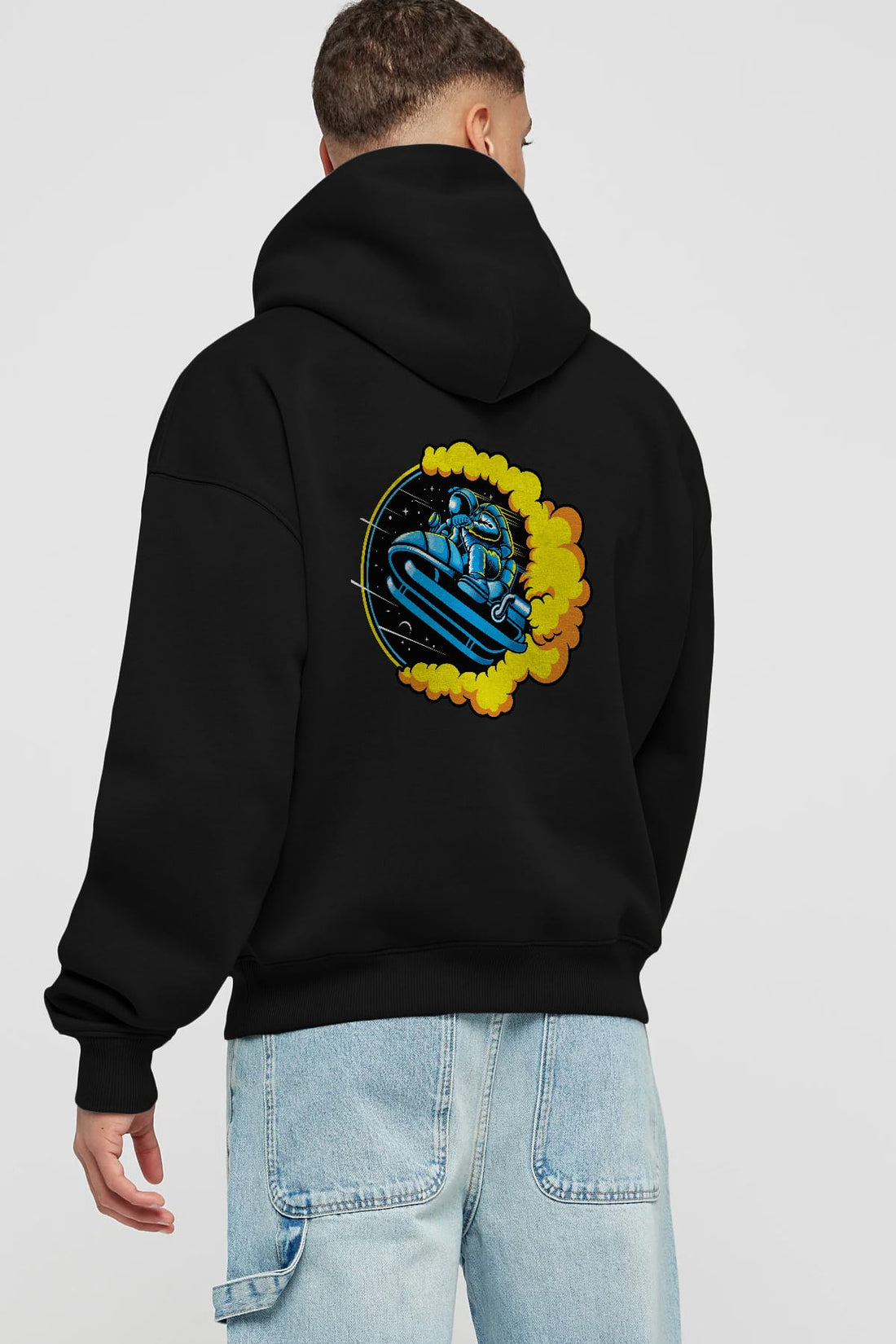 Astrojump with Snowmobile Arka Baskılı Hoodie Oversize Kapüşonlu Sweatshirt Erkek Kadın Unisex