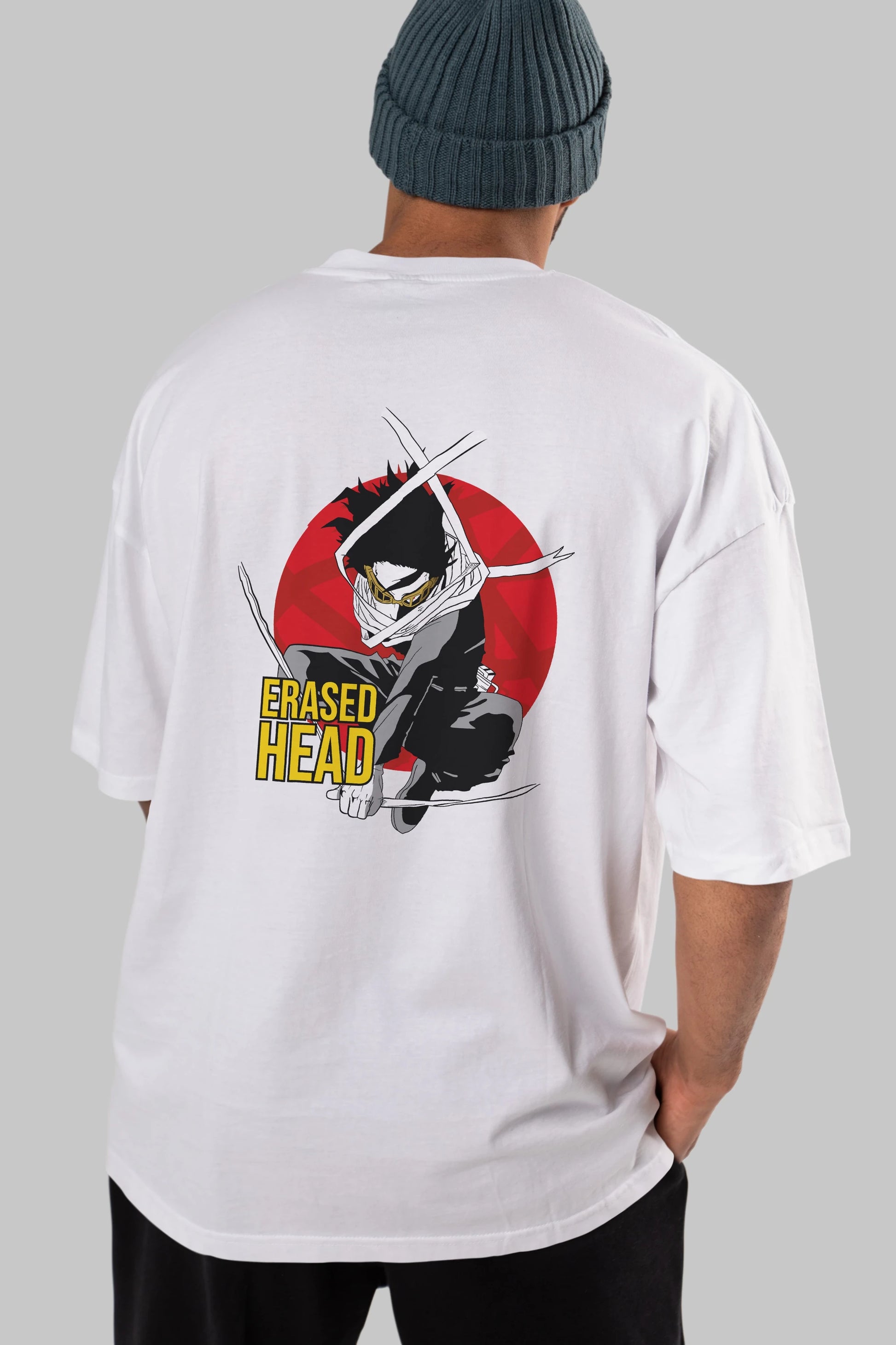 Erased Head Anime Arka Baskılı Oversize t-shirt Erkek Kadın Unisex