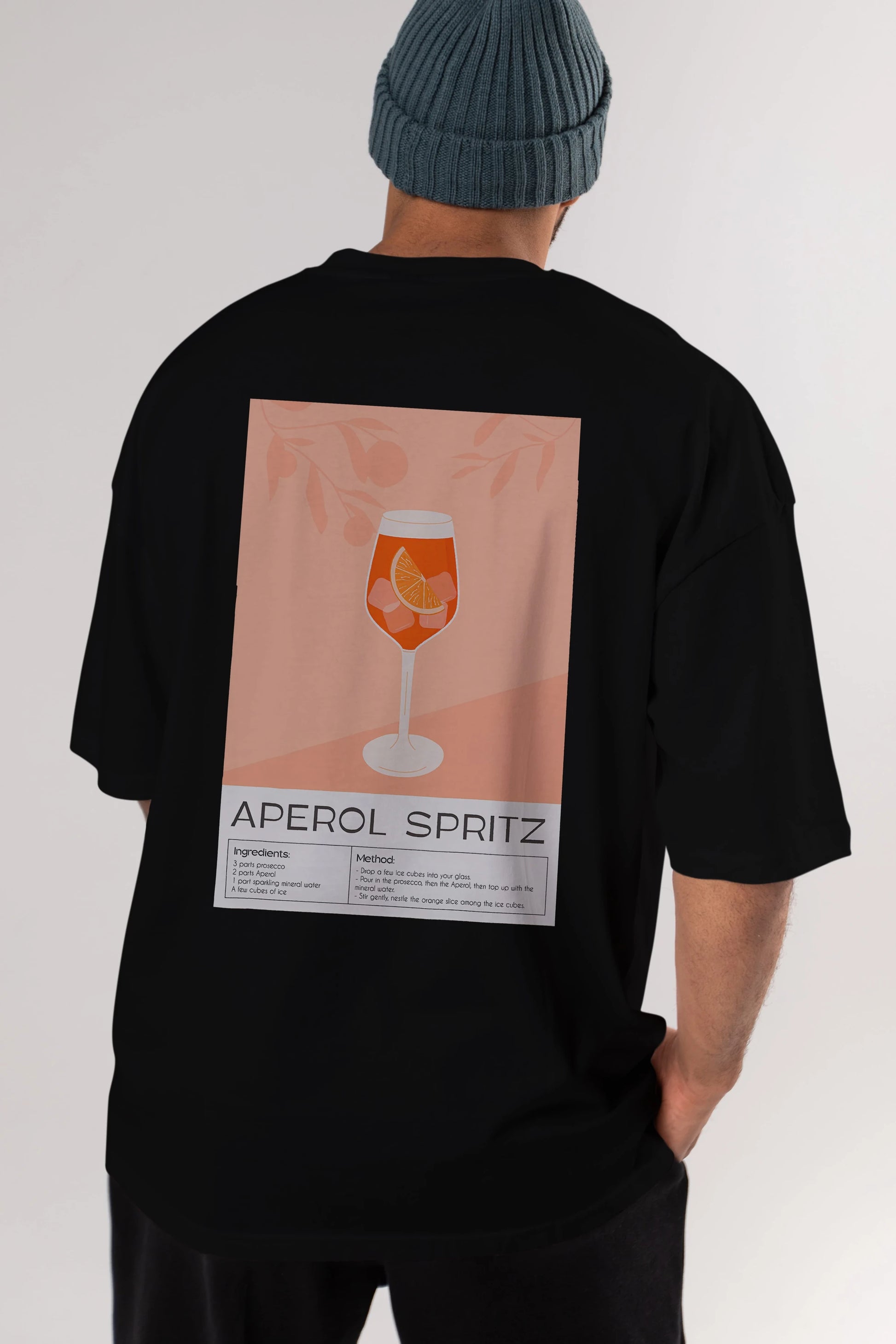 Aperol Spritz 7 Arka Baskılı Oversize t-shirt Erkek Kadın Unisex %100 Pamuk Bisiklet Yaka tişort