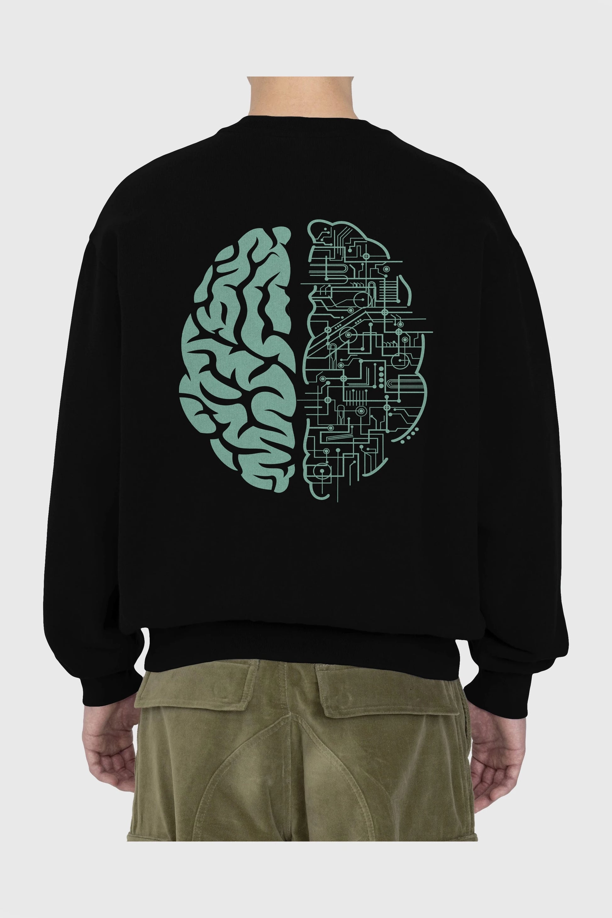 Electric Brain Arka Baskılı Oversize Sweatshirt Erkek Kadın Unisex