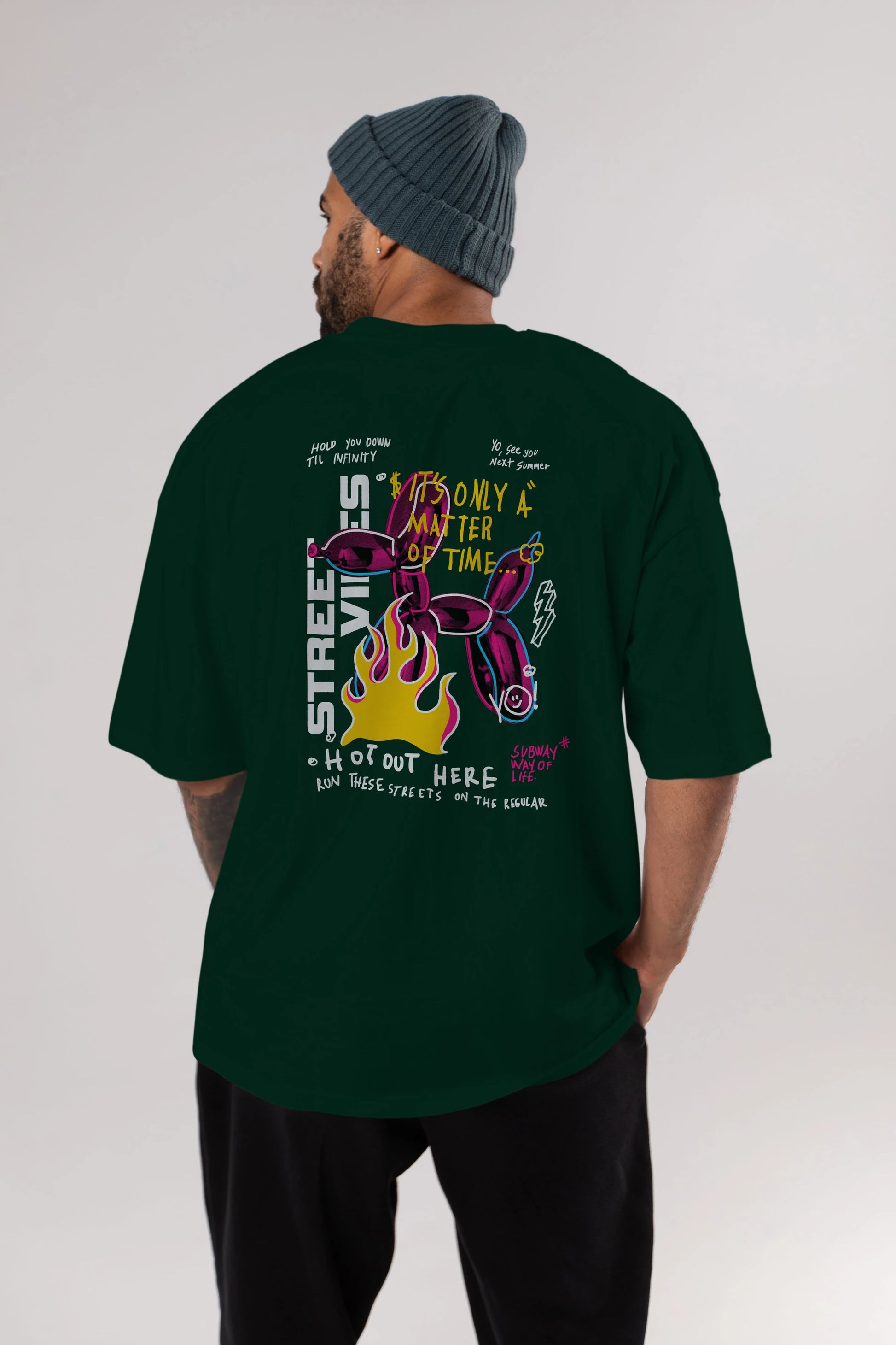 Street Vibes Arka Baskılı Oversize t-shirt Erkek Kadın Unisex