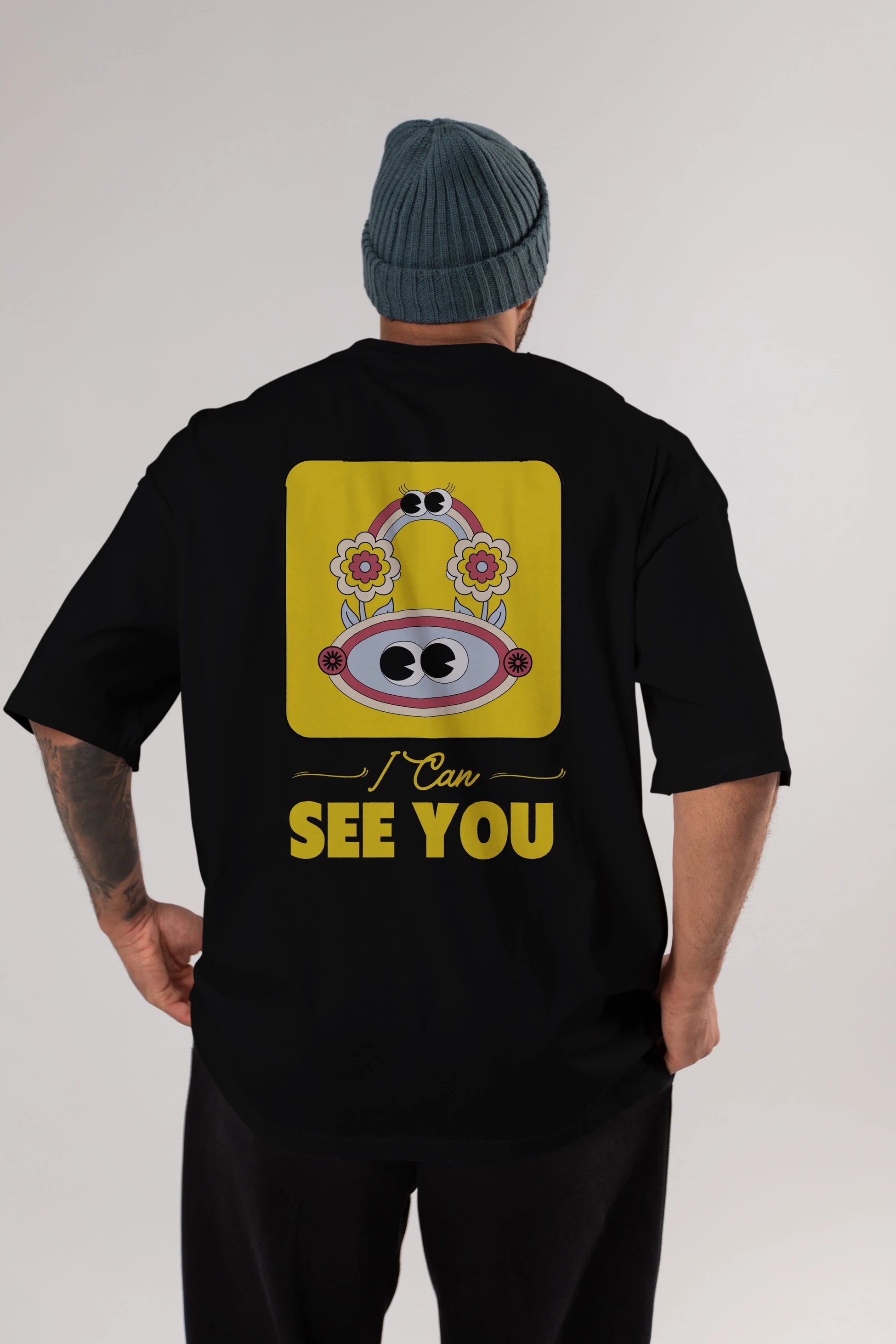 I Can See You Yazılı Arka Baskılı Oversize t-shirt Erkek Kadın Unisex