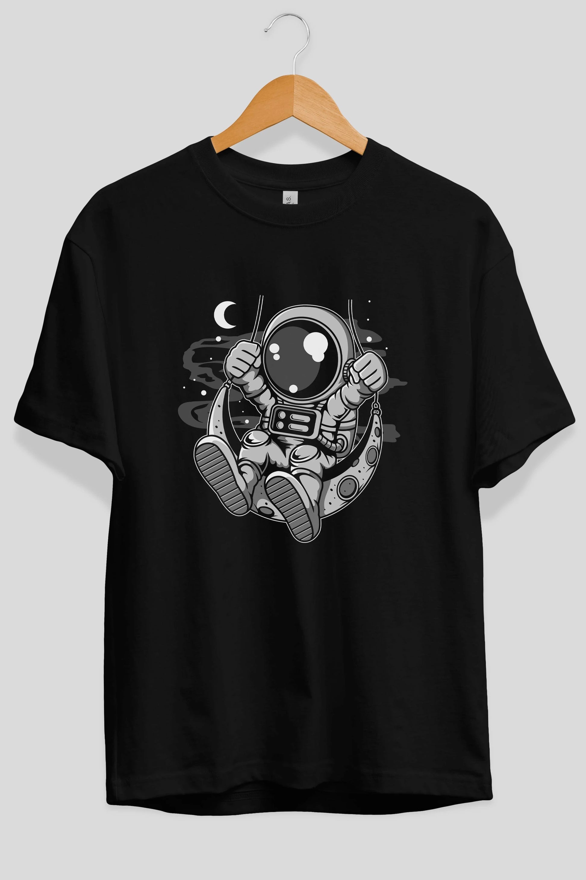 Astronaut Moon Swinger Ön Baskılı Oversize t-shirt Erkek Kadın Unisex