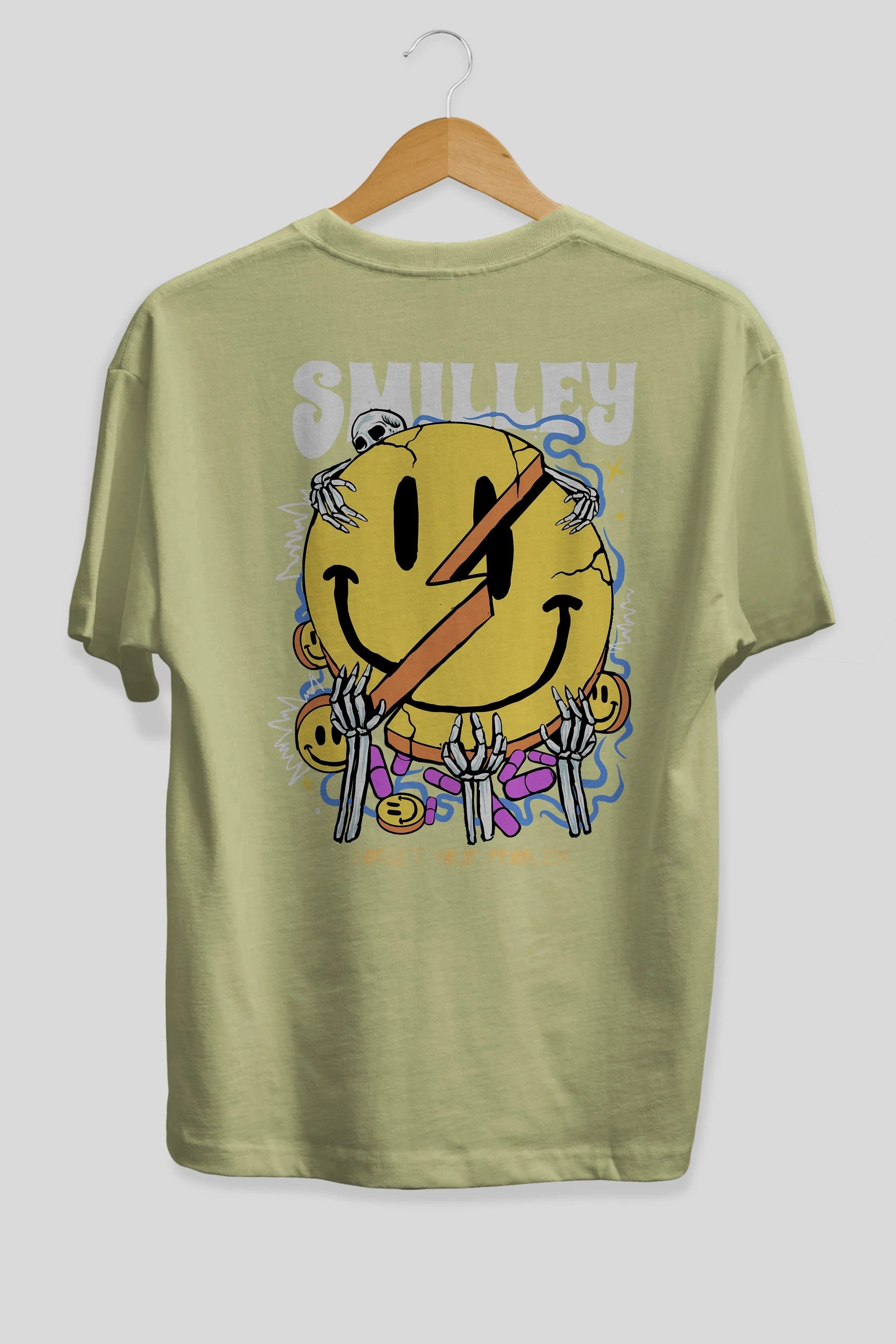 Smilley Streetwear Arka Baskılı Oversize t-shirt Erkek Kadın Unisex