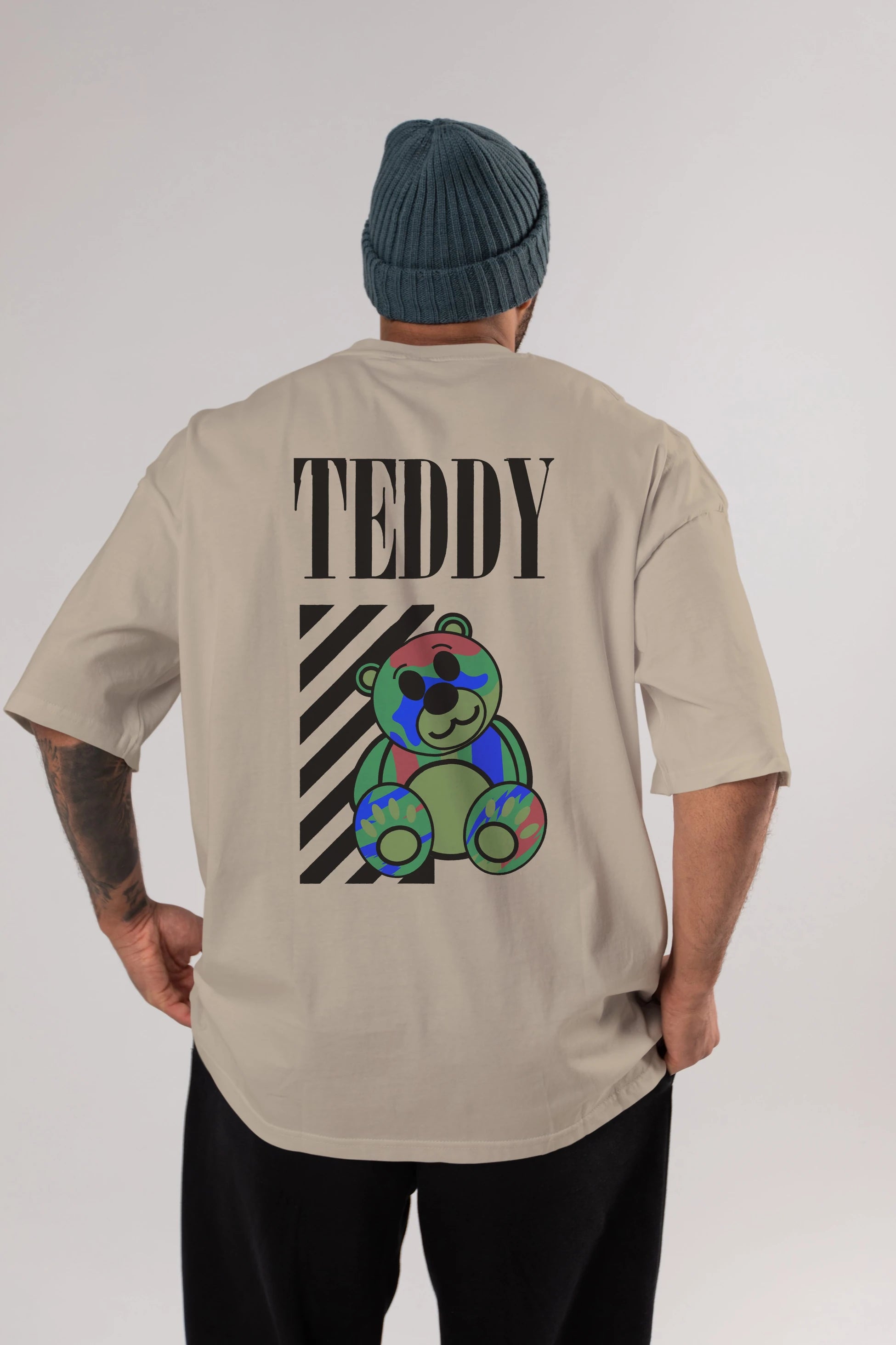 Teddy Bear 2 Arka Baskılı Oversize t-shirt Erkek Kadın Unisex