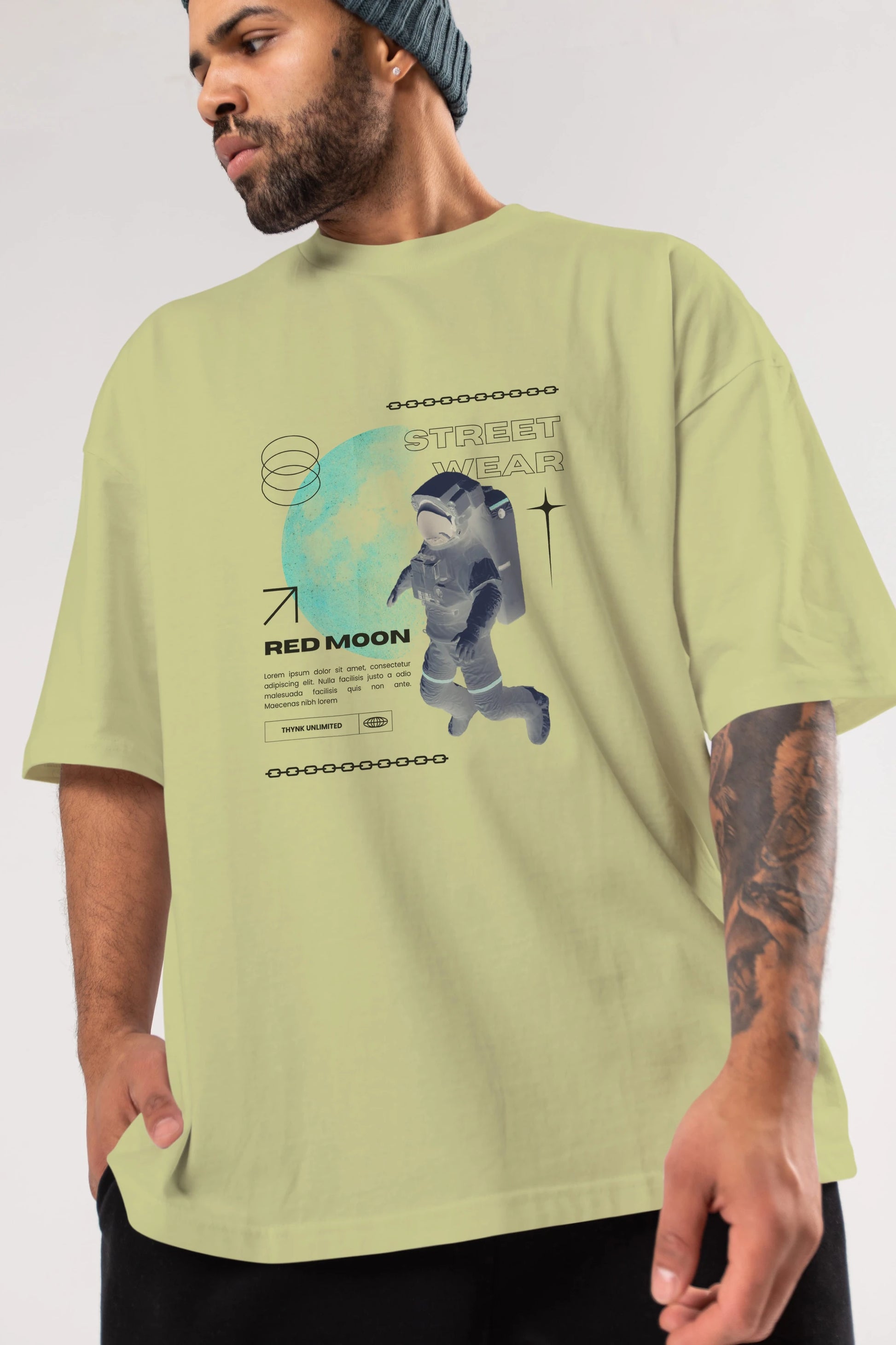 Red Moon Streetwear Ön Baskılı Oversize t-shirt Erkek Kadın Unisex