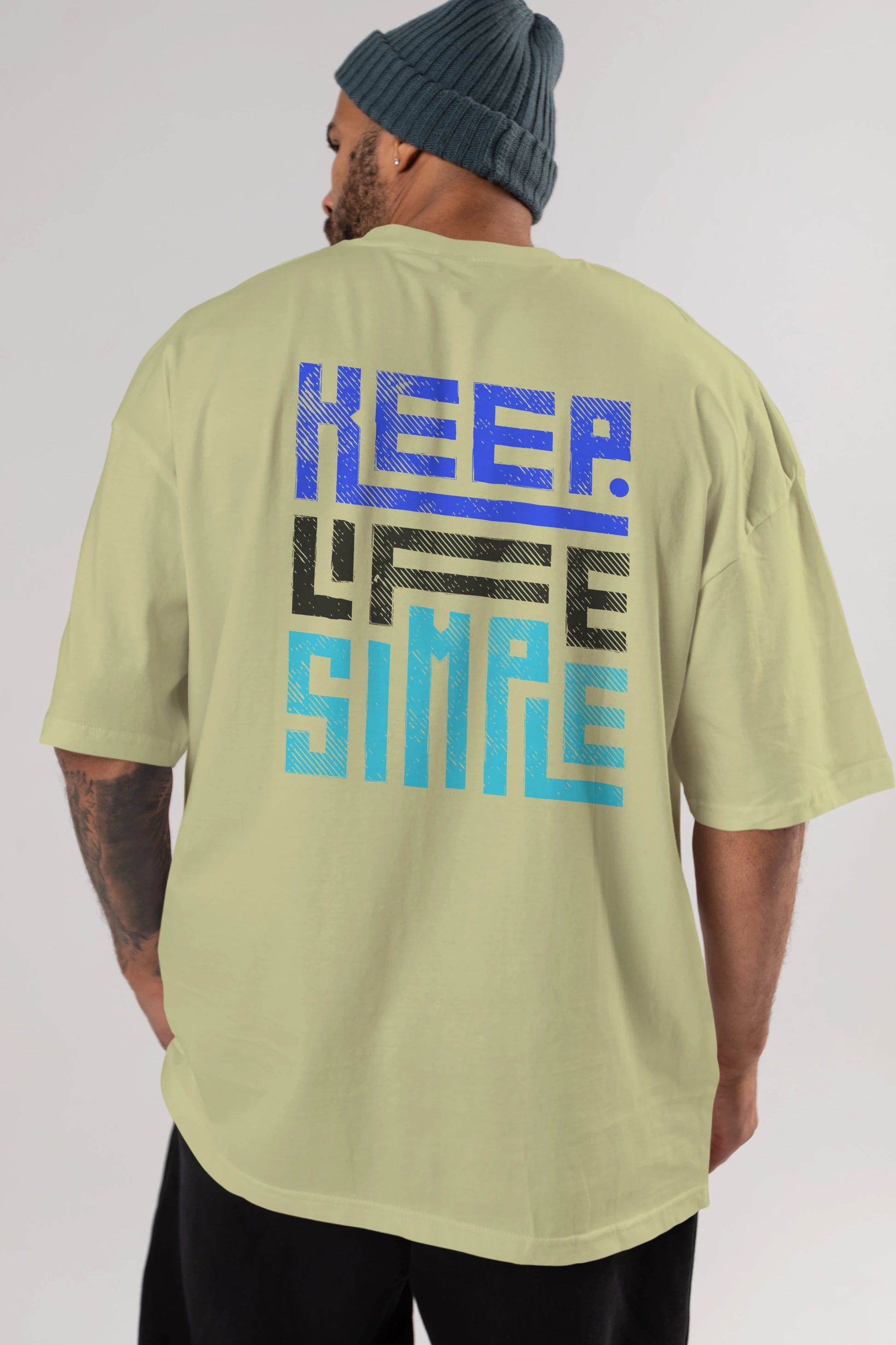 Keep Life Simple Yazılı Arka Baskılı Oversize t-shirt Erkek Kadın Unisex