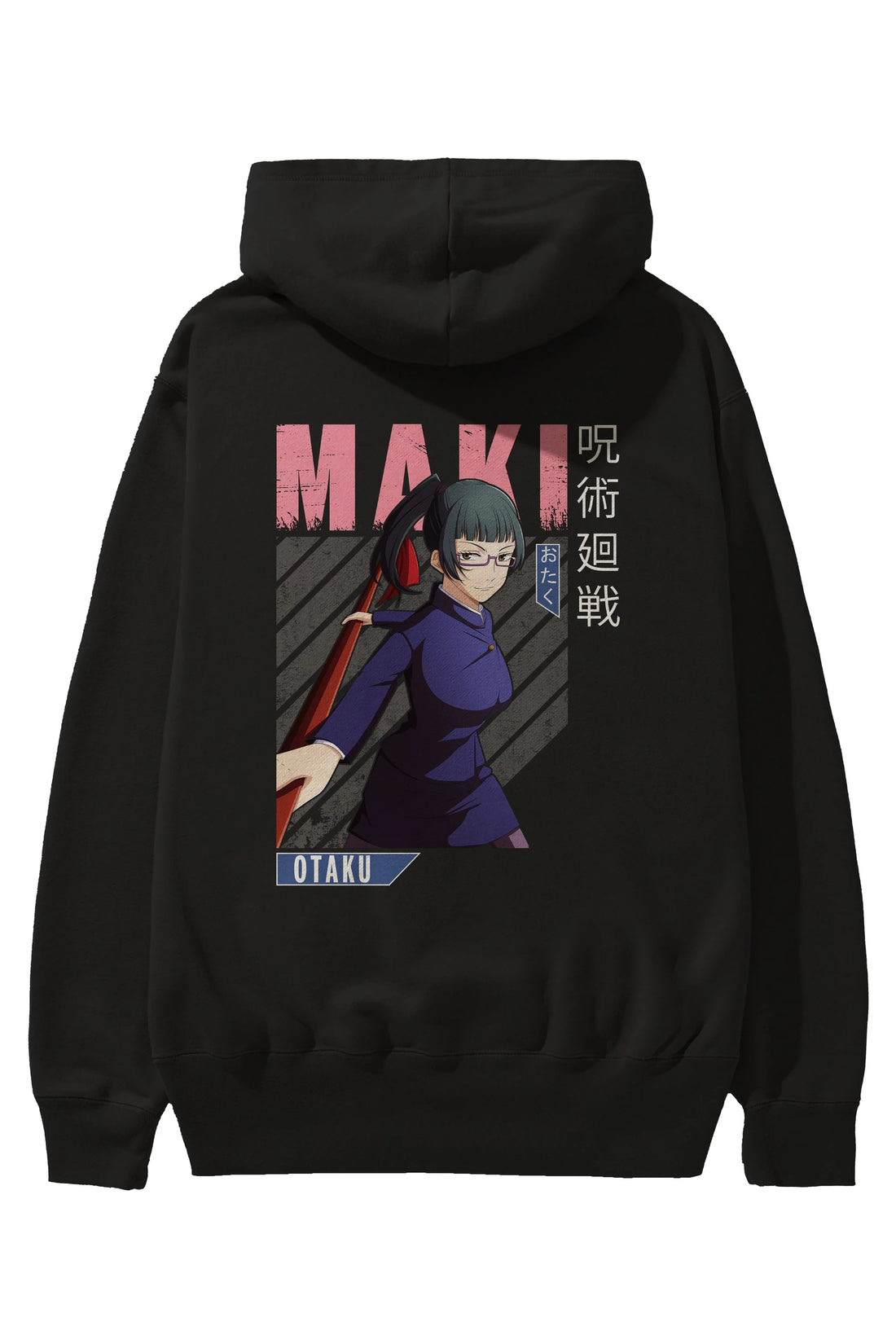 Maki Zenin CHAINSAWMAN Anime Arka Baskılı Hoodie Oversize Kapüşonlu Sweatshirt Erkek Kadın Unisex