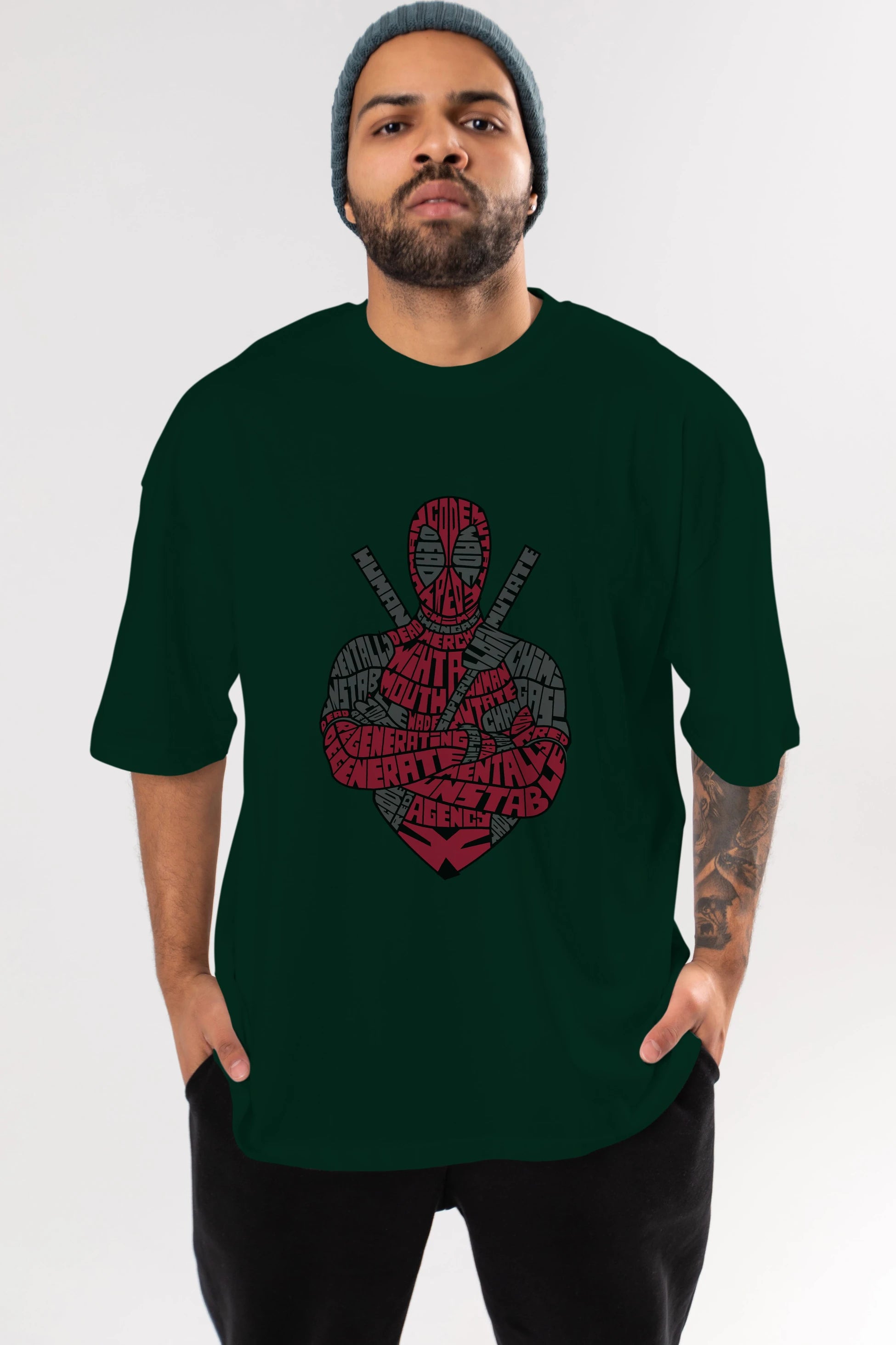 Dead Red Ön Baskılı Oversize t-shirt %100 pamuk Erkek Kadın Unisex