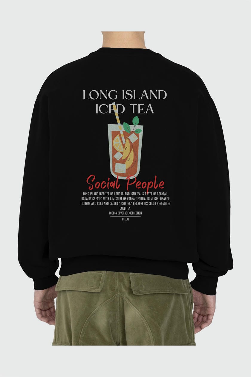 Long Island iced tea Arka Baskılı Oversize Sweatshirt Erkek Kadın Unisex