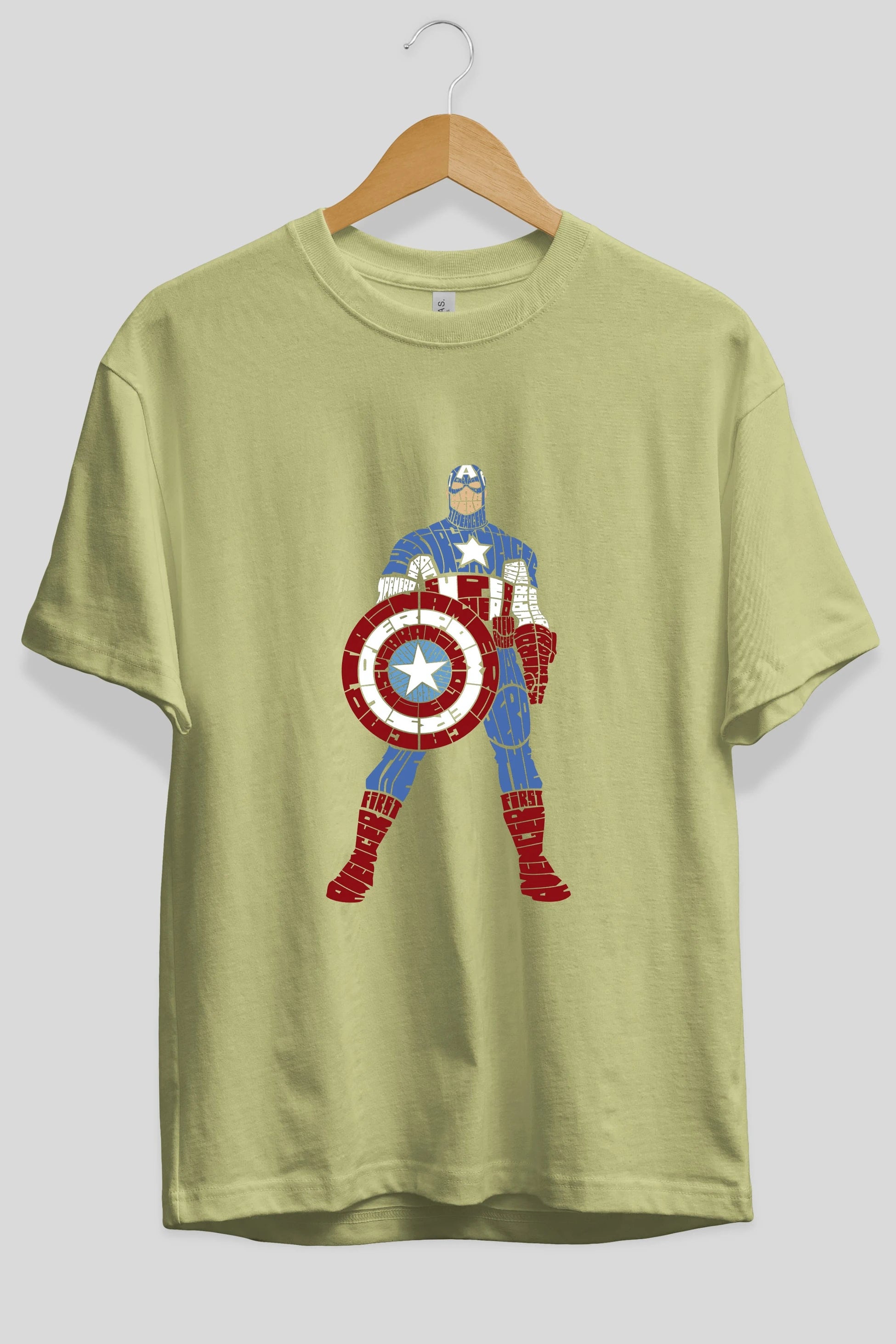 Captain America Ön Baskılı Oversize t-shirt %100 pamuk Erkek Kadın Unisex
