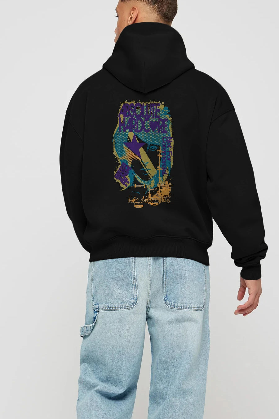 Absolute Hardcore Arka Baskılı Hoodie Oversize Kapüşonlu Sweatshirt Erkek Kadın Unisex