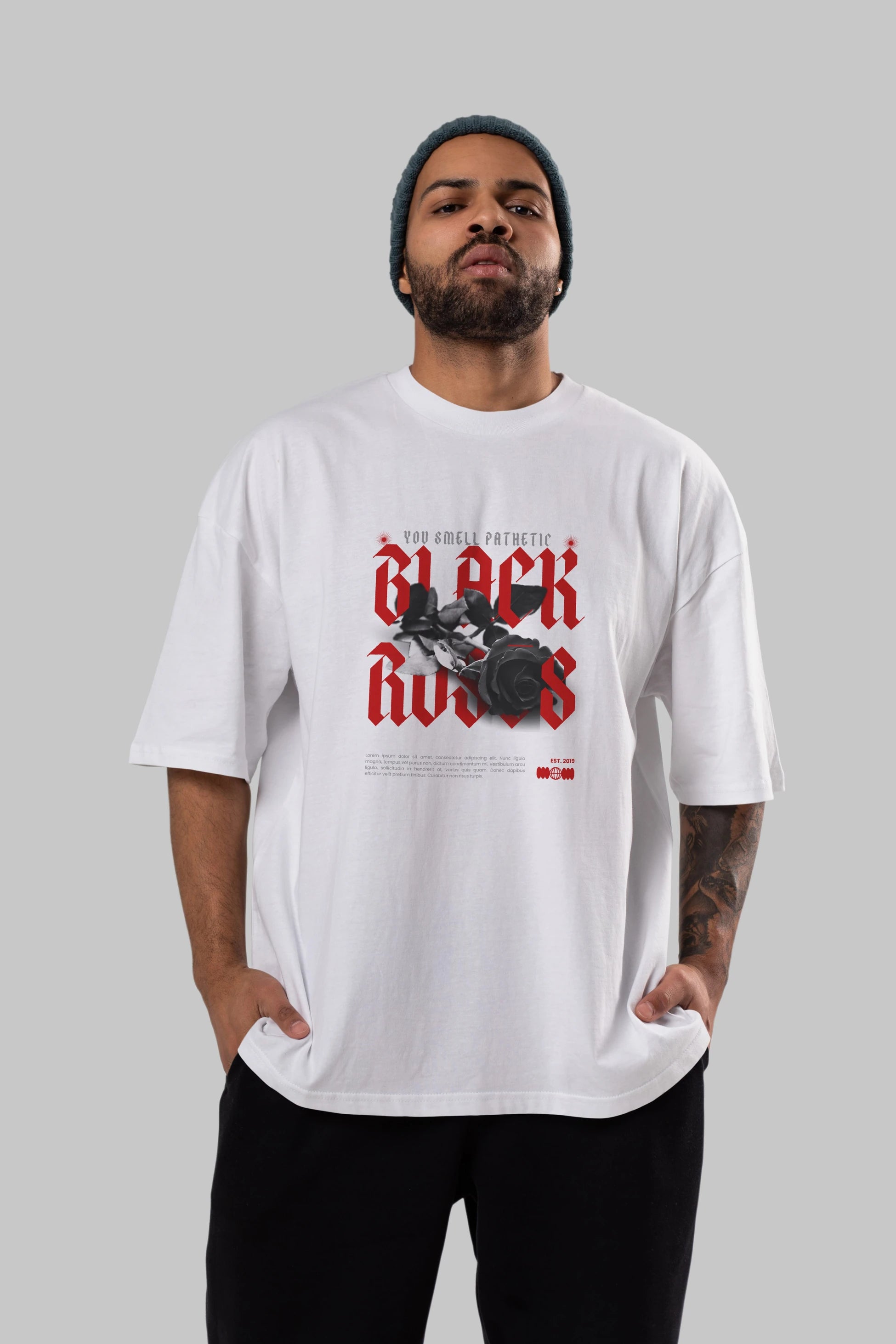 Black Roses Ön Baskılı Oversize t-shirt Erkek Kadın Unisex