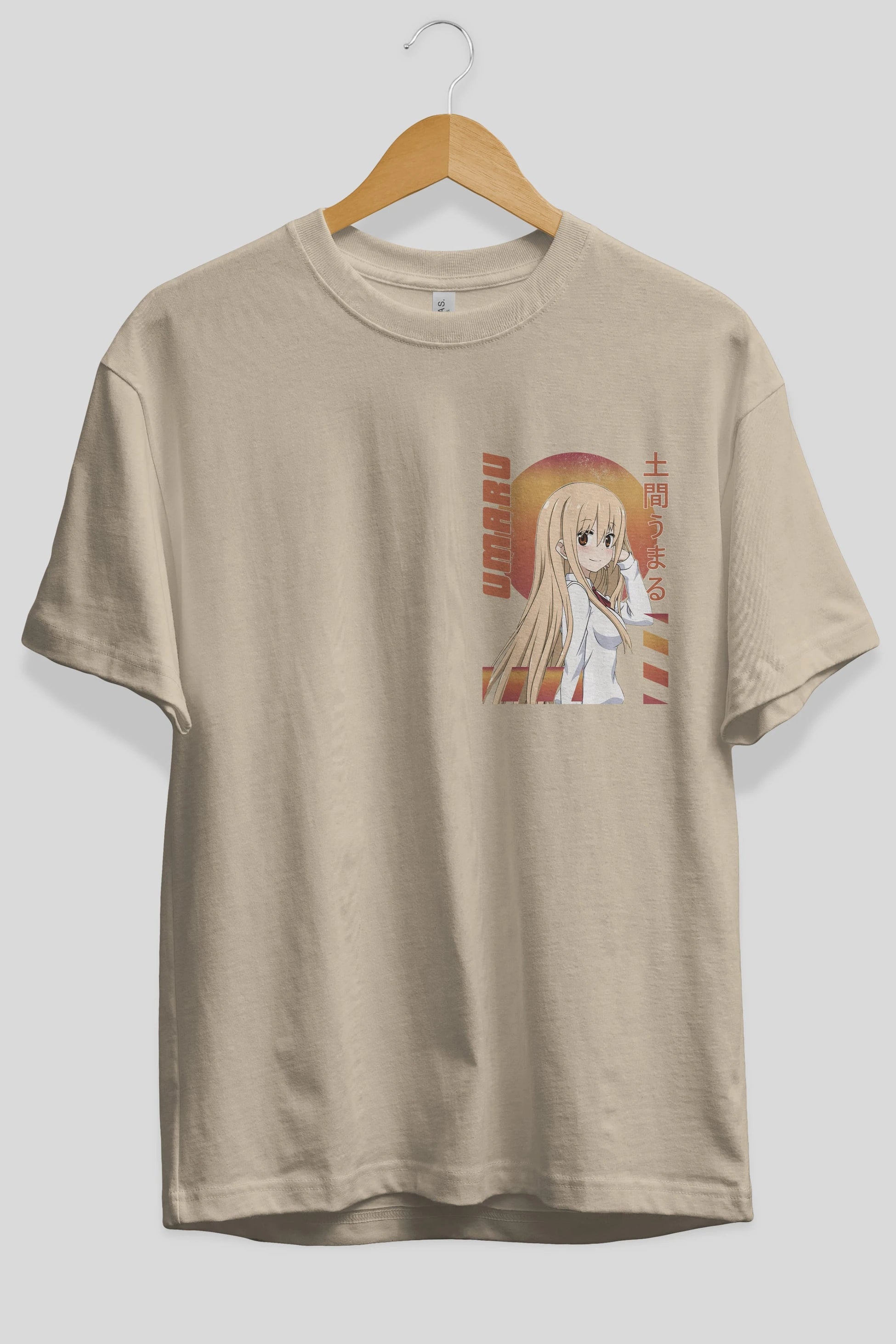 Umaru Doma 5 Ön Sol Baskılı Oversize t-shirt Erkek Kadın Unisex %100 Pamuk Bisiklet Yaka tişort