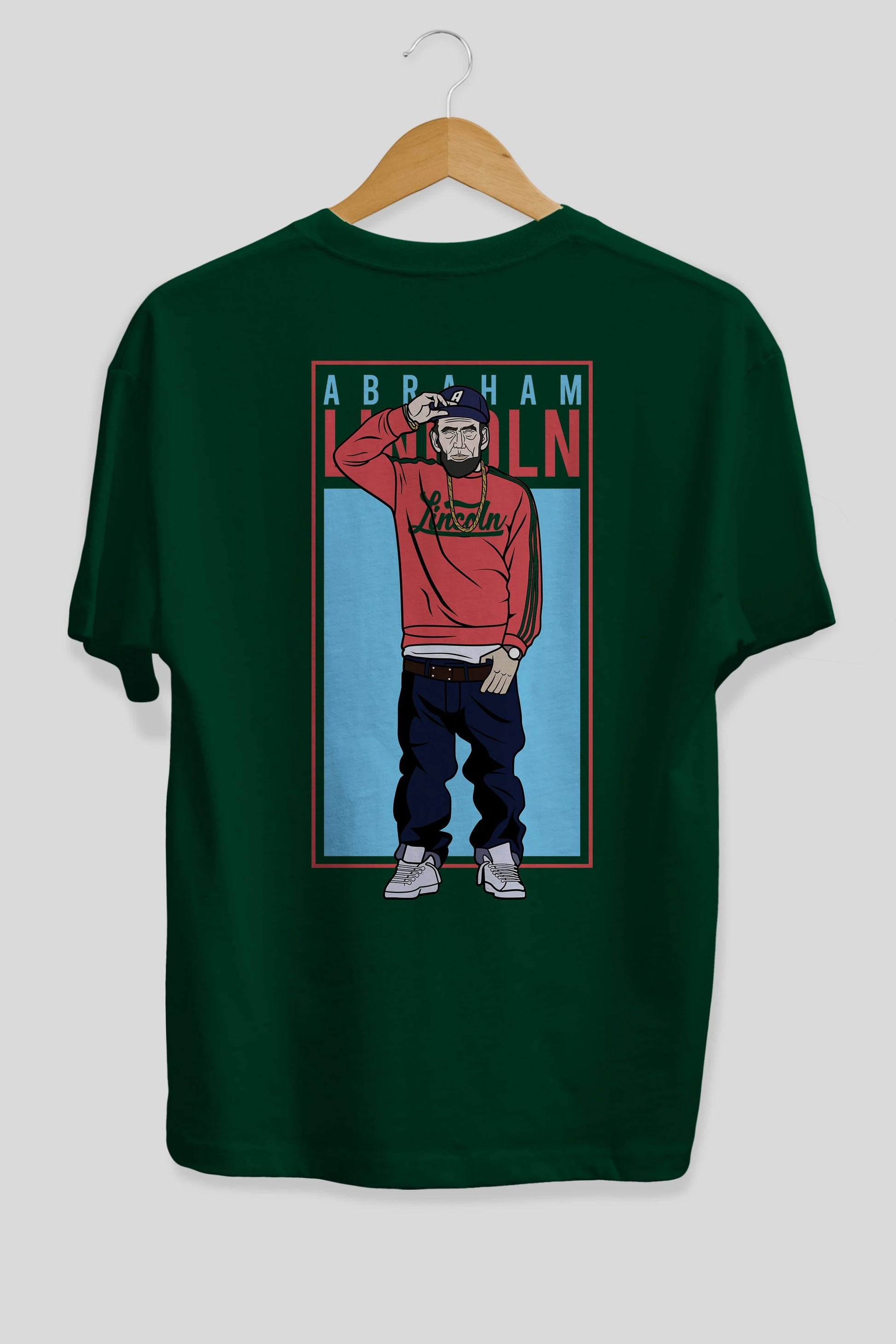 Abraham Lincoln Arka Baskılı Oversize t-shirt Erkek Kadın Unisex %100 Pamuk tişort