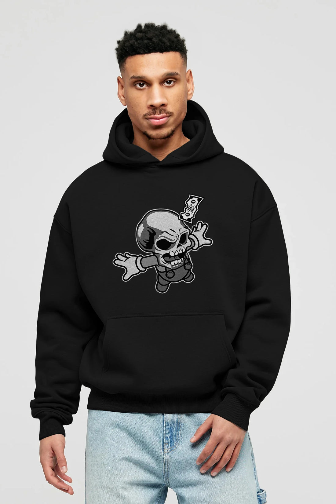 Skull Drowning Ön Baskılı Hoodie Oversize Kapüşonlu Sweatshirt Erkek Kadın Unisex