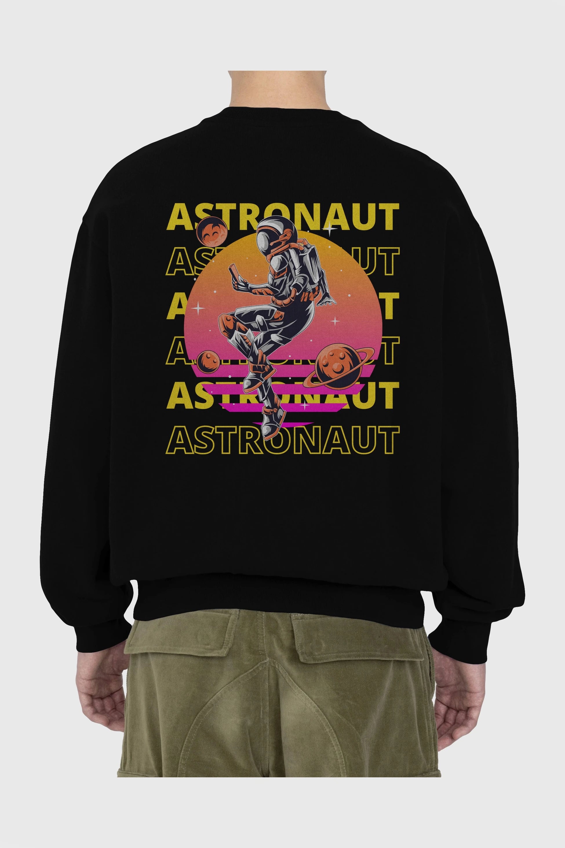 Astronaut Streetwear 2 Arka Baskılı Oversize Sweatshirt Erkek Kadın Unisex