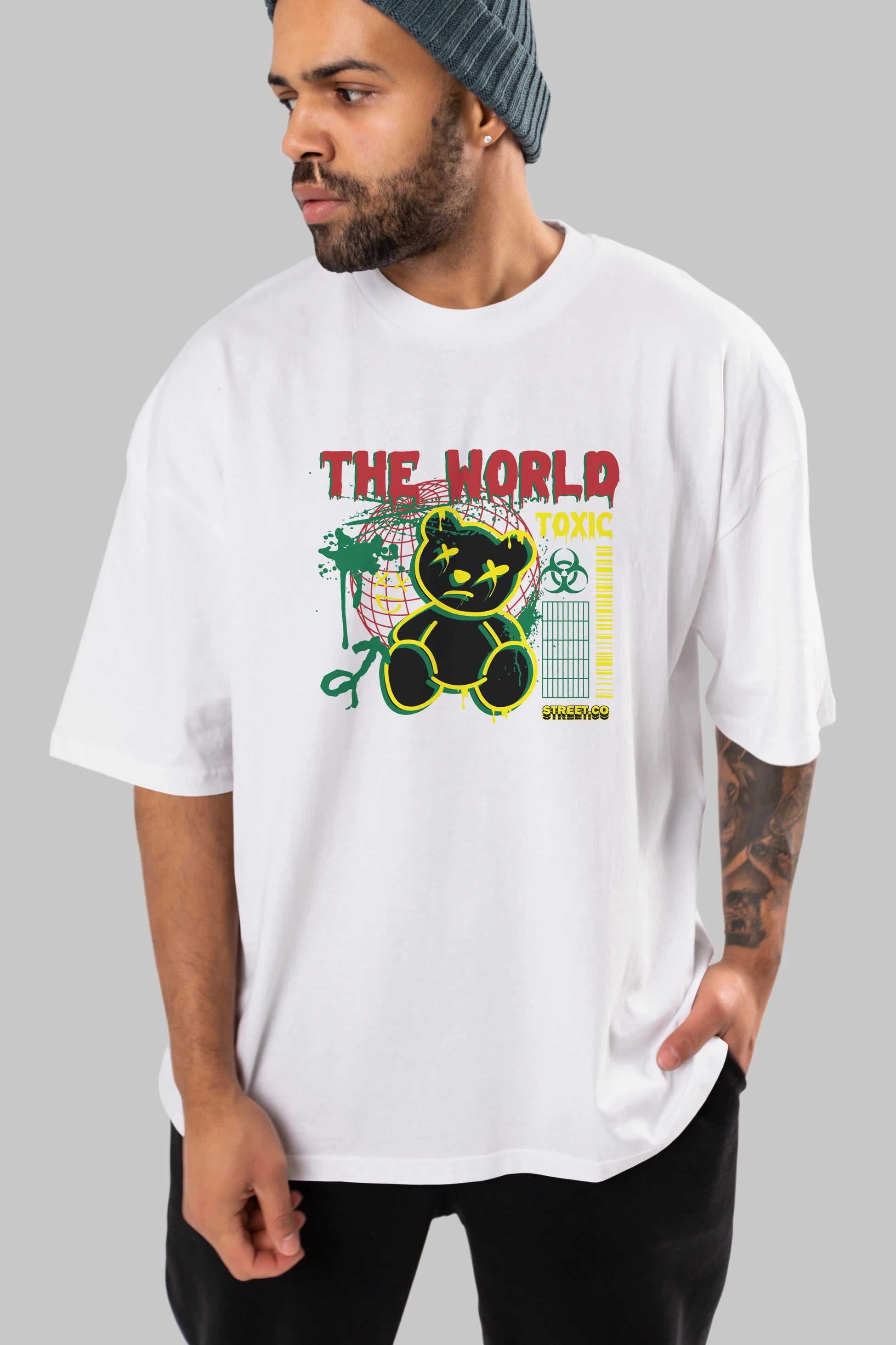 The World Toxic Bear Ön Baskılı Oversize t-shirt Erkek Kadın Unisex
