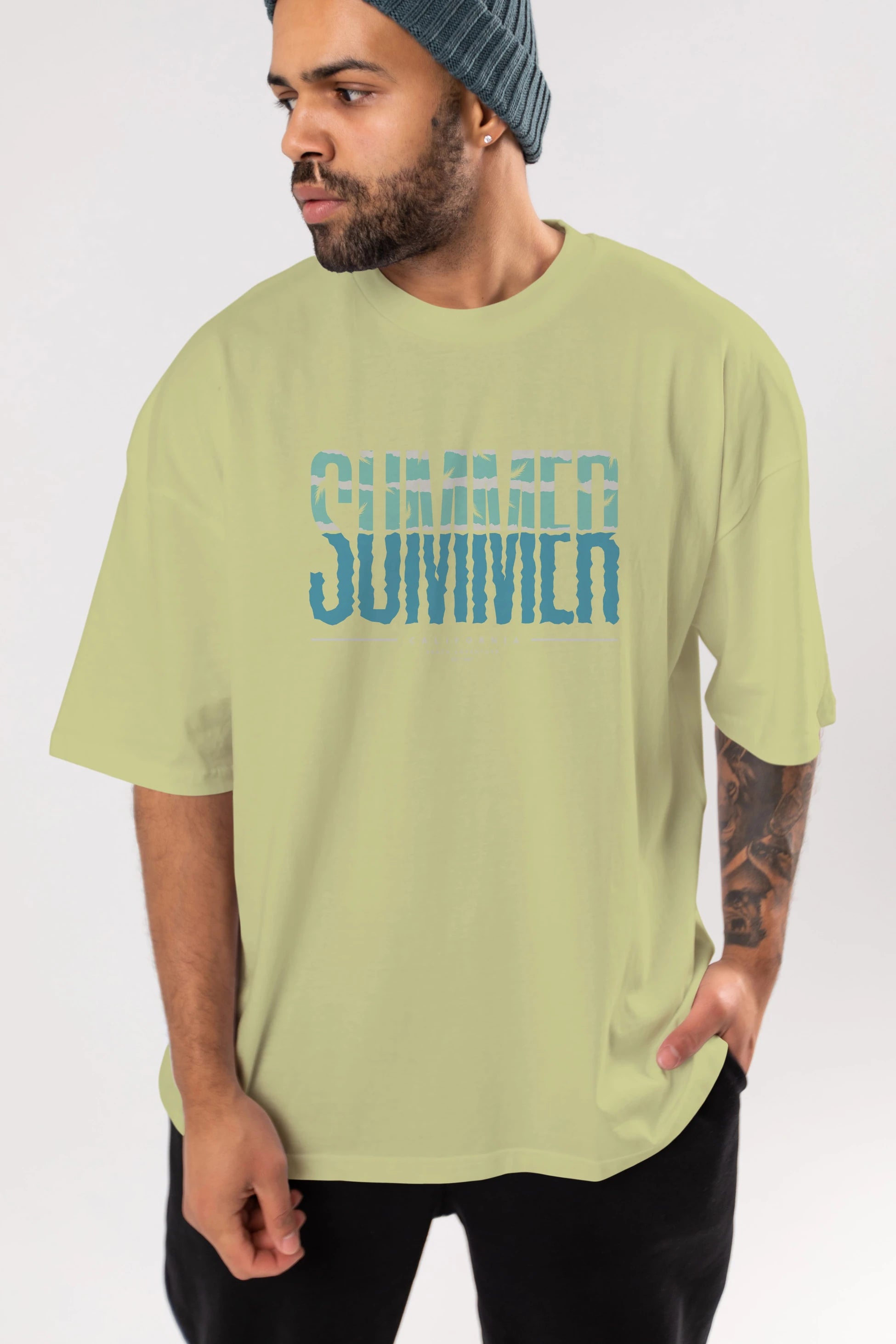 Summer California Ön Baskılı Oversize t-shirt Erkek Kadın Unisex