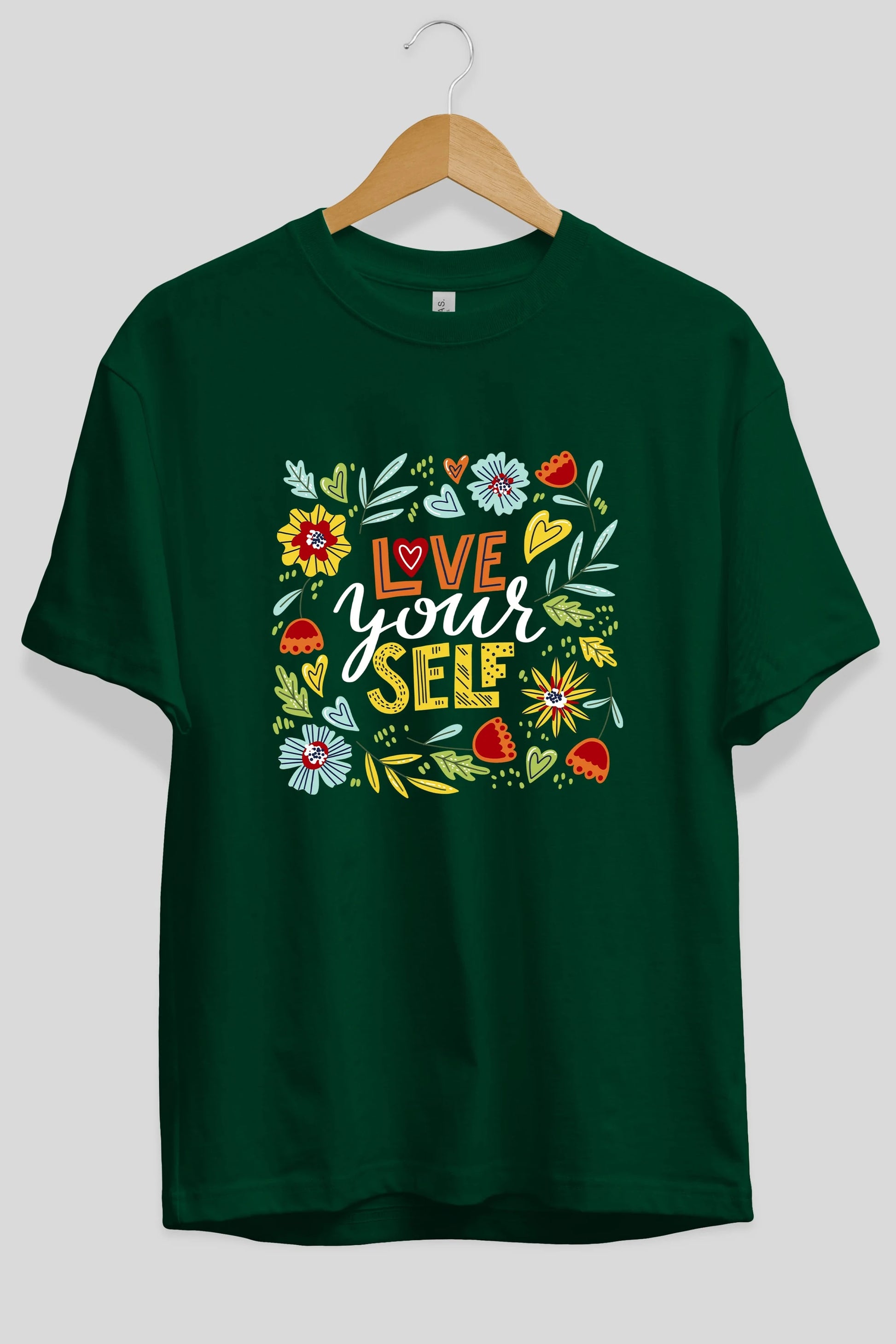 Love Yourself Yazılı Ön Baskılı Oversize t-shirt Erkek Kadın Unisex