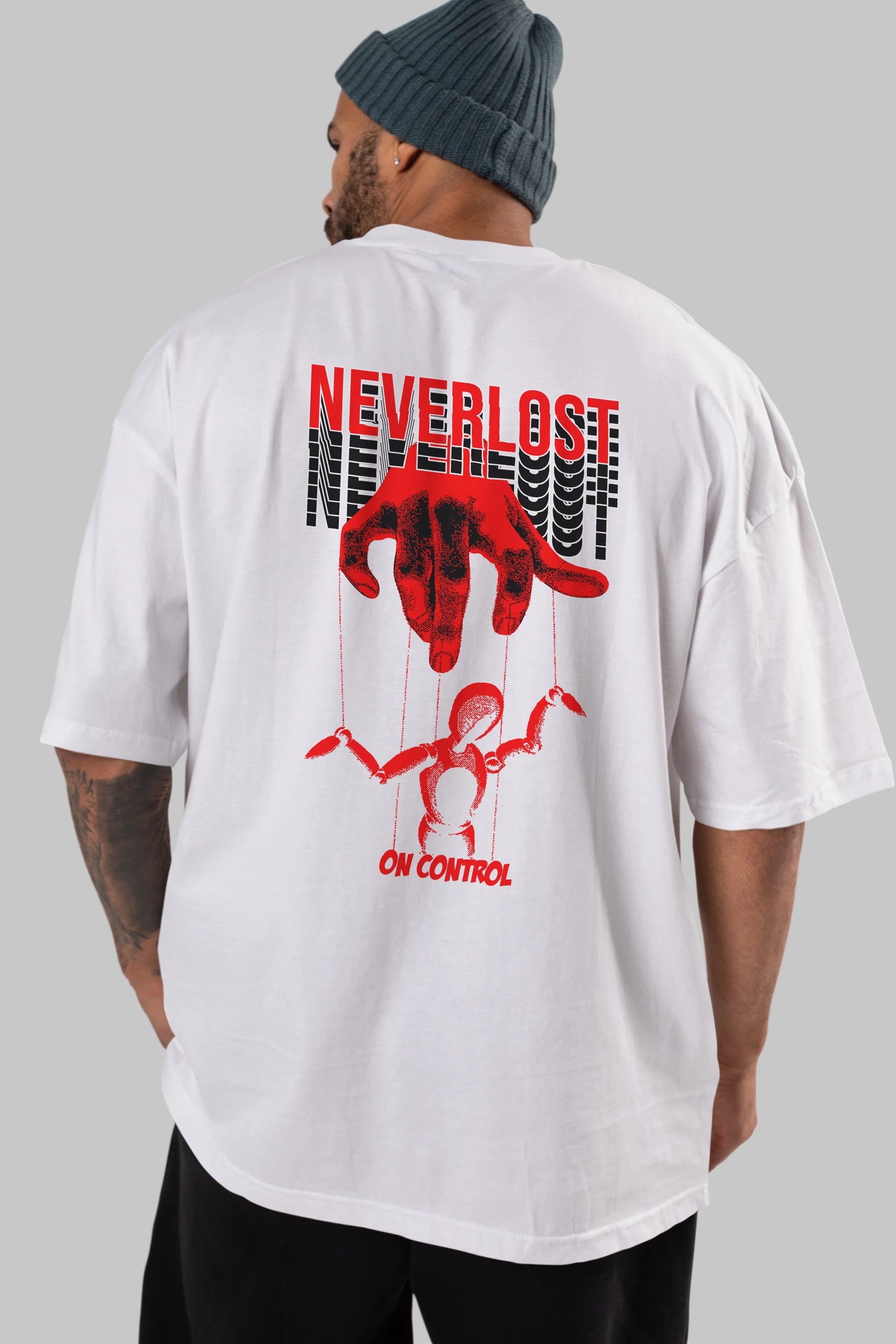 Neverlost on Control Arka Baskılı Oversize t-shirt Erkek Kadın Unisex