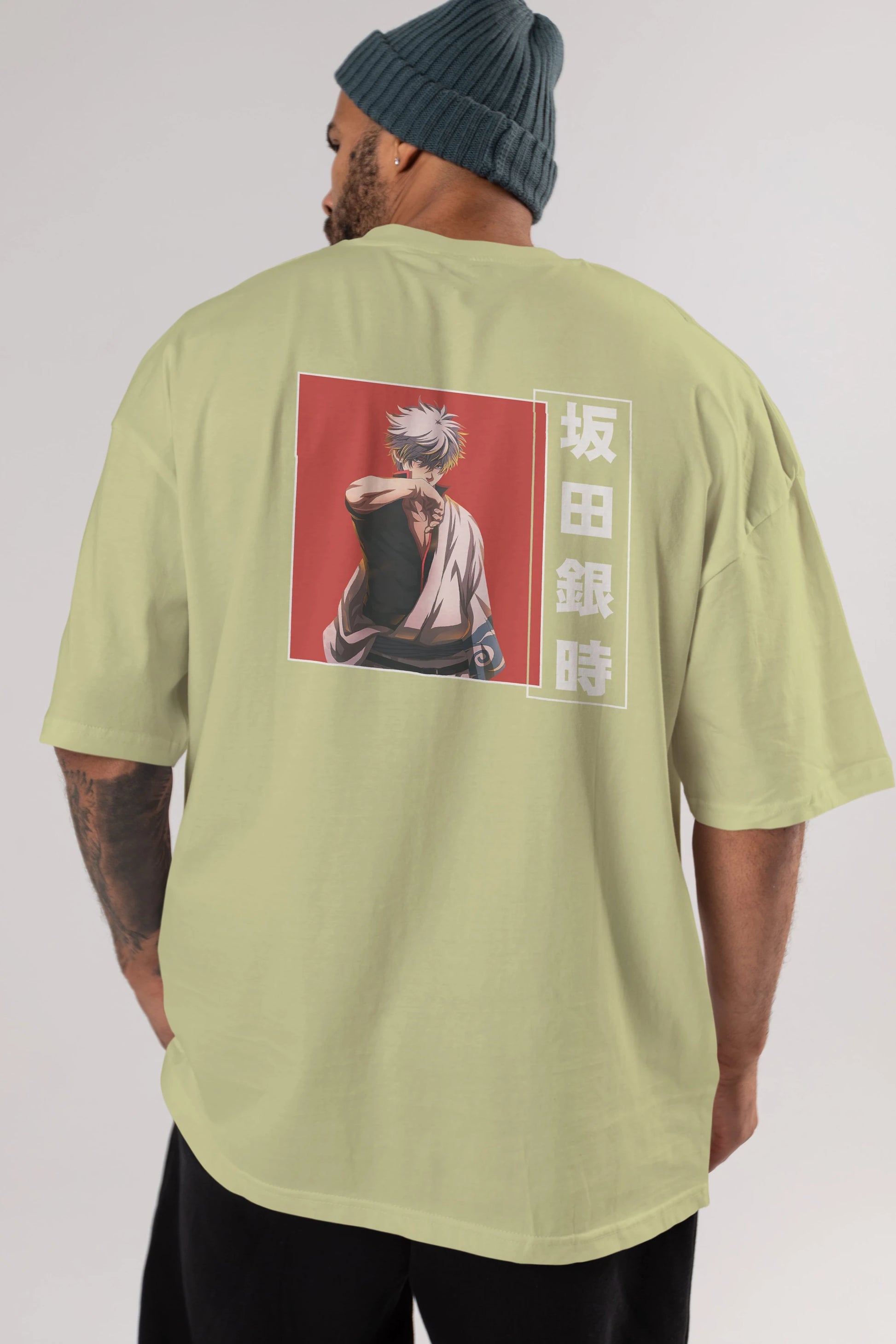 Gintoki Sakata GINTAMA 1 Anime Arka Baskılı Oversize t-shirt Erkek Kadın Unisex