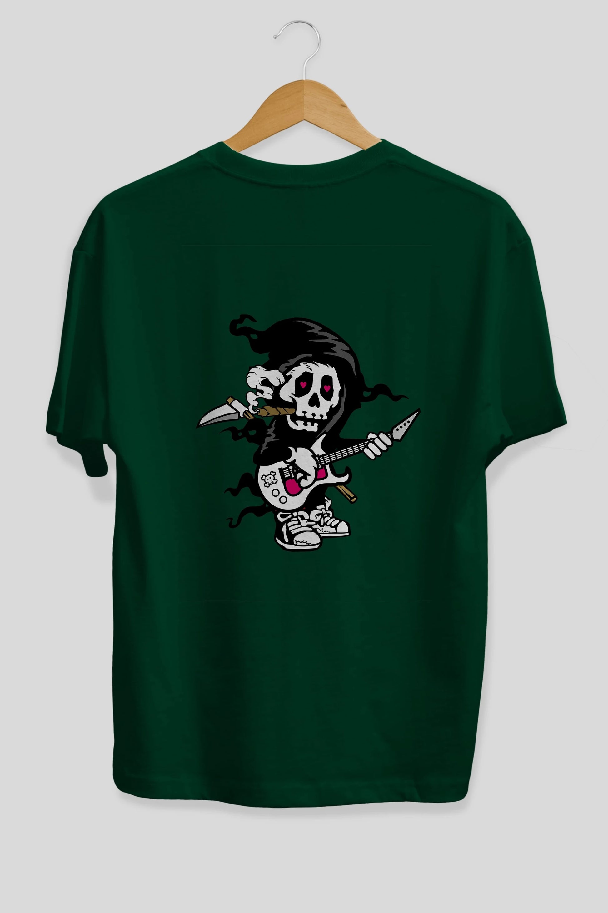 Grim Rockstar Arka Baskılı Oversize t-shirt Erkek Kadın Unisex %100 Pamuk tişort
