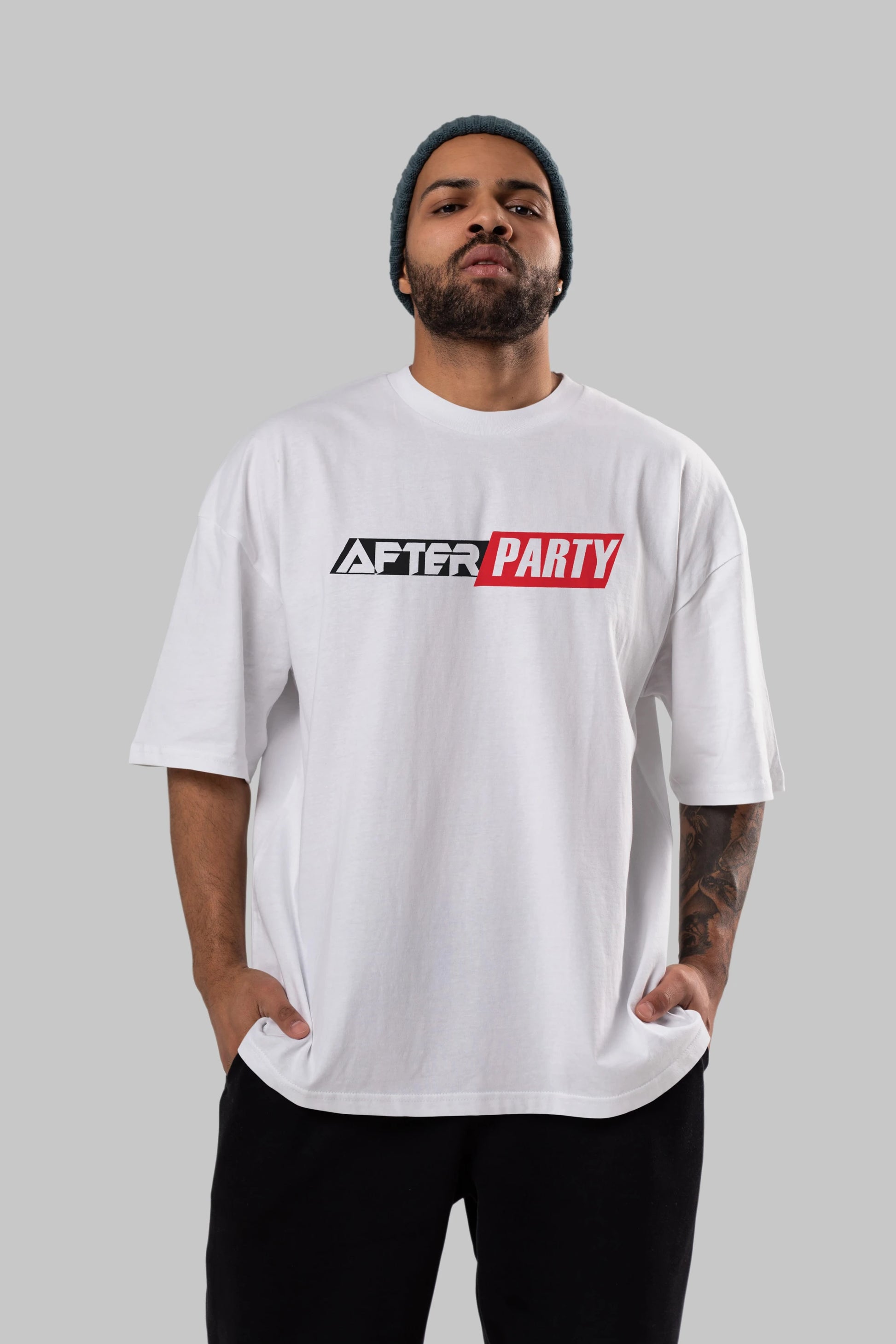 After Party Ön Baskılı Oversize t-shirt %100 pamuk Erkek Kadın Unisex