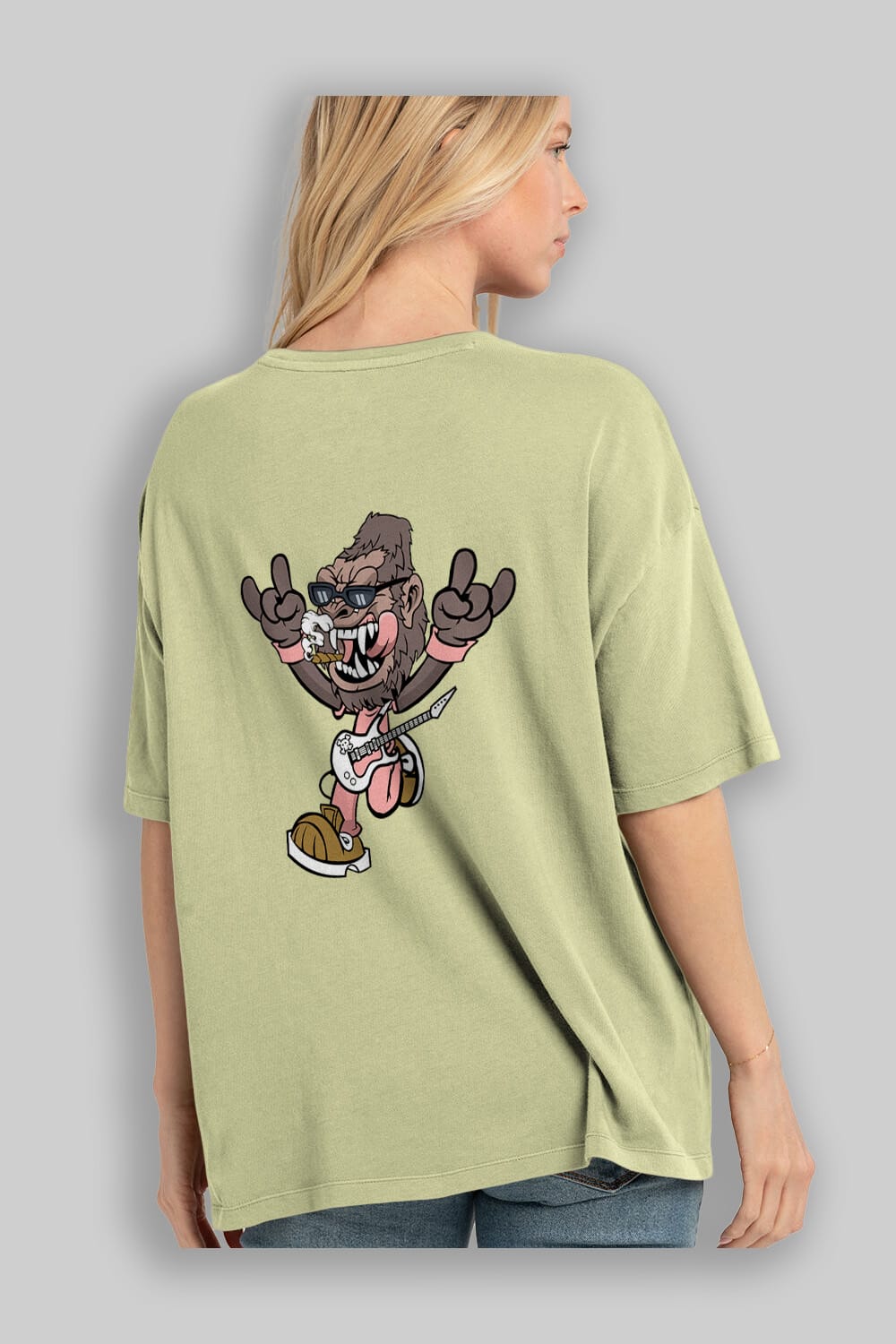 Gorilla Metal Arka Baskılı Oversize t-shirt Erkek Kadın Unisex %100 Pamuk tişort