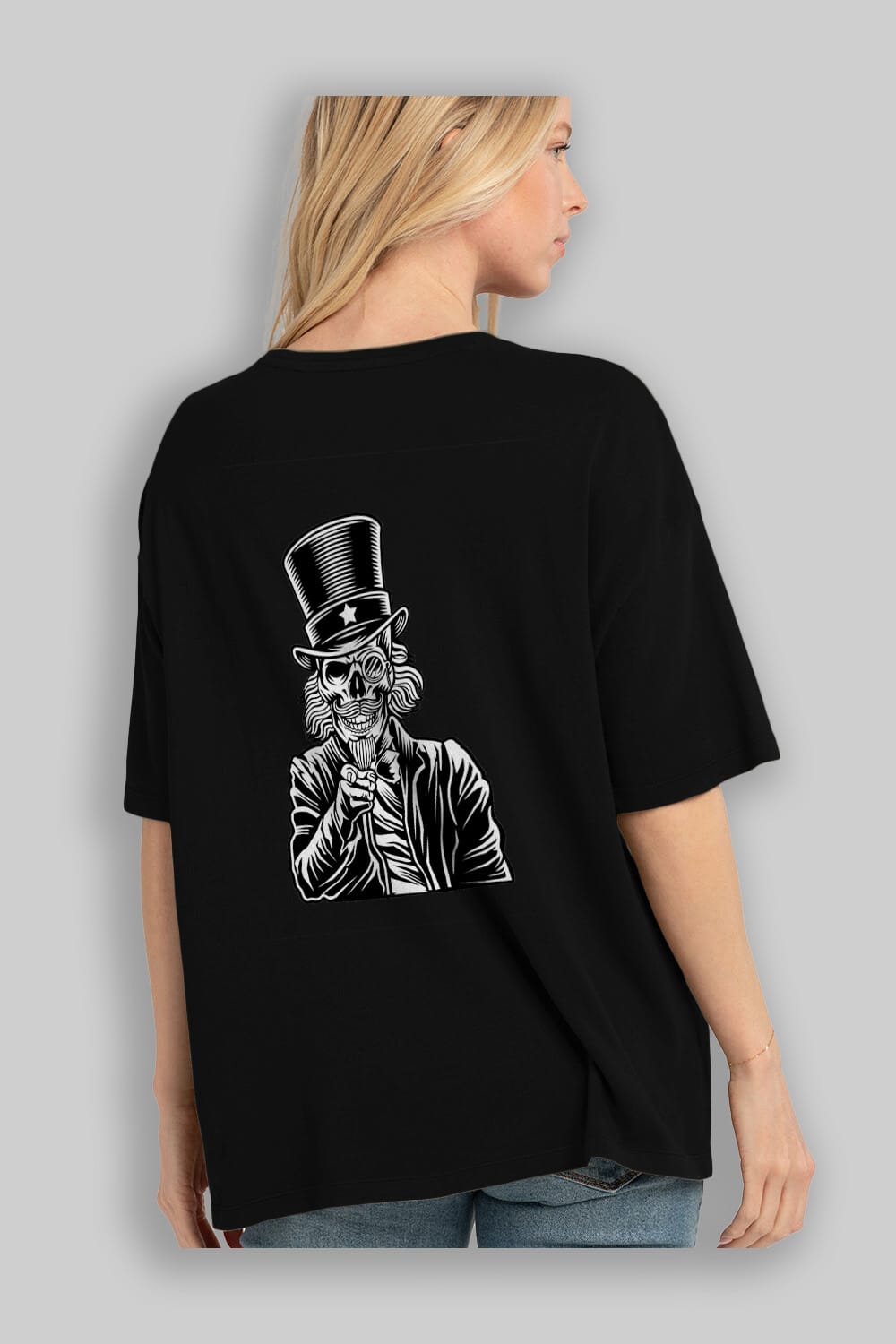 I Want You Skull Arka Baskılı Oversize t-shirt Erkek Kadın Unisex %100 Pamuk tişort