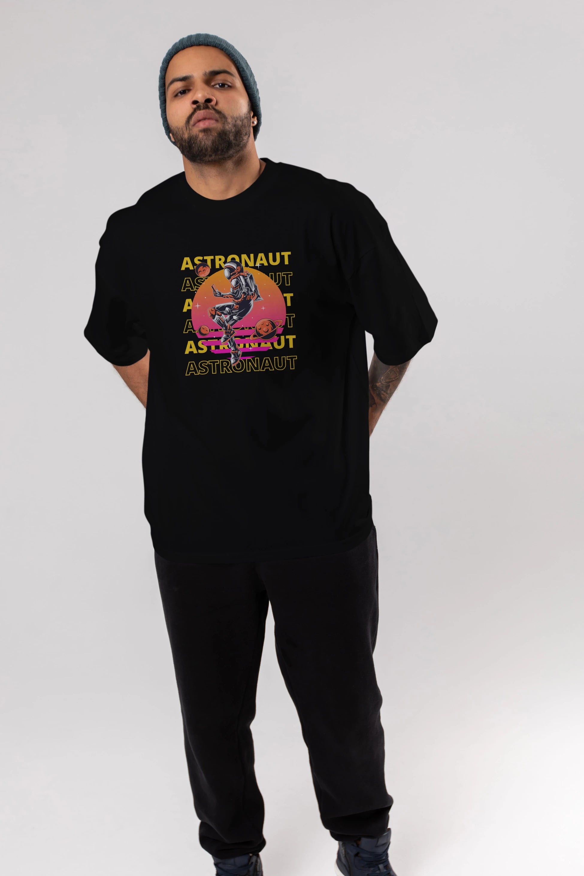 Astronaut Streetwear 2 Ön Baskılı Oversize t-shirt Erkek Kadın Unisex