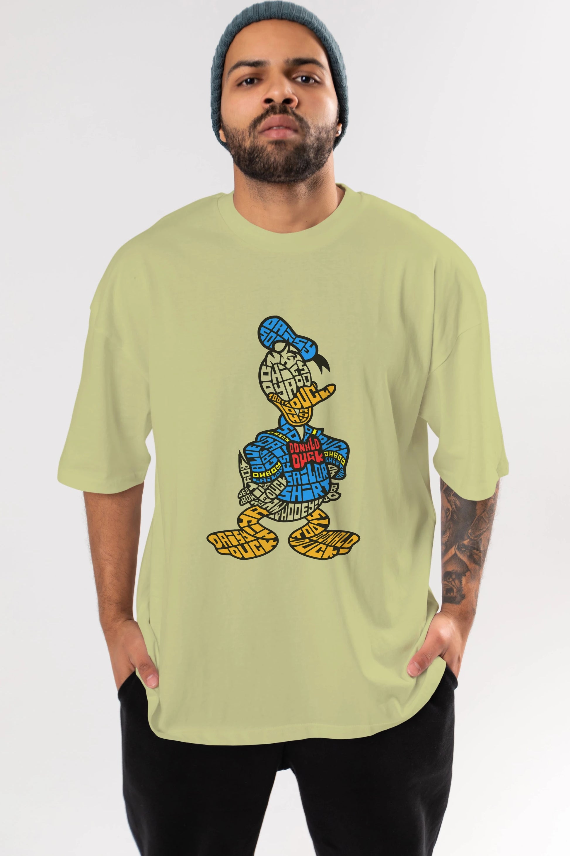 Donald Ön Baskılı Oversize t-shirt %100 pamuk Erkek Kadın Unisex