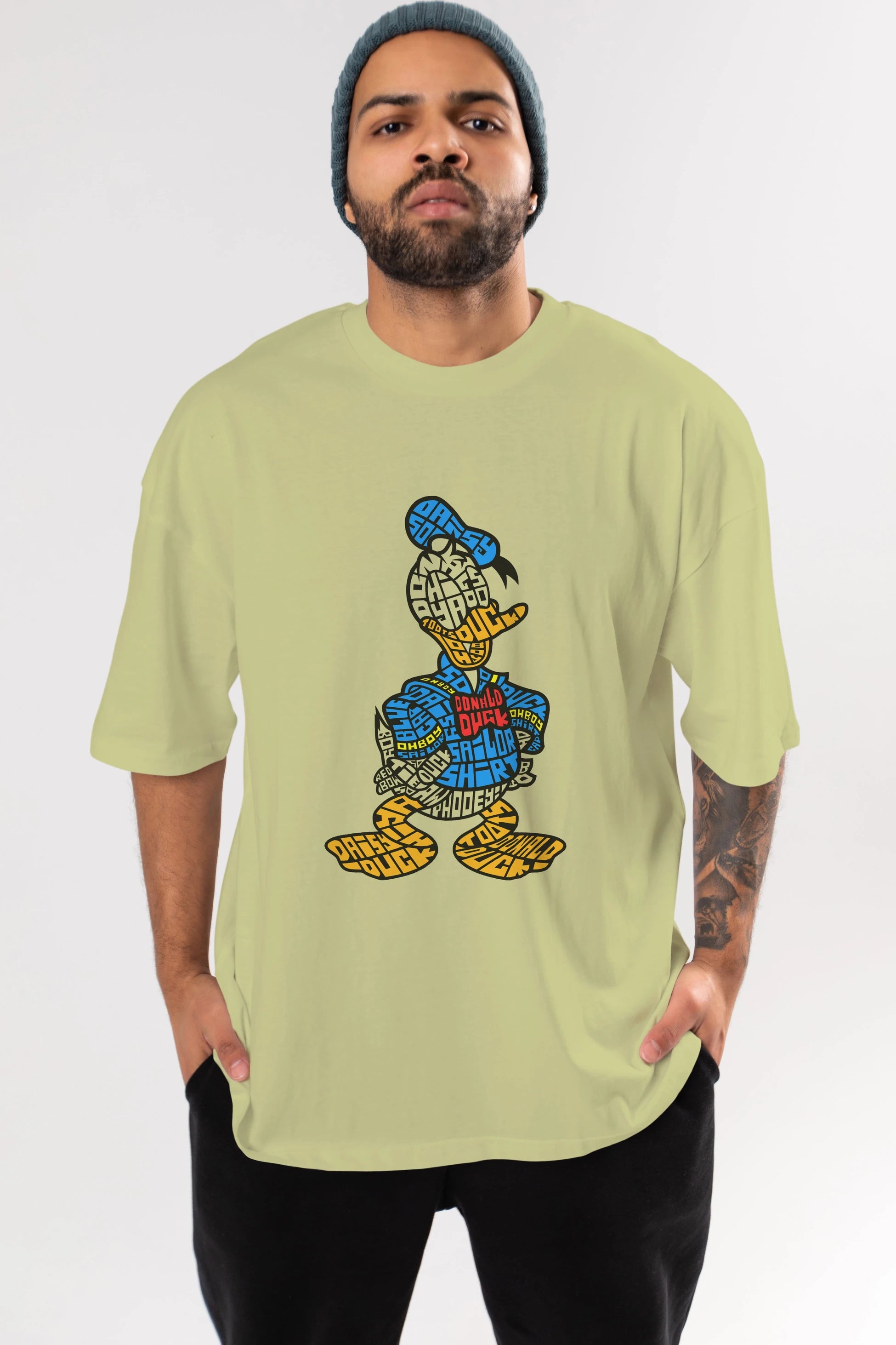 Donald Ön Baskılı Oversize t-shirt %100 pamuk Erkek Kadın Unisex