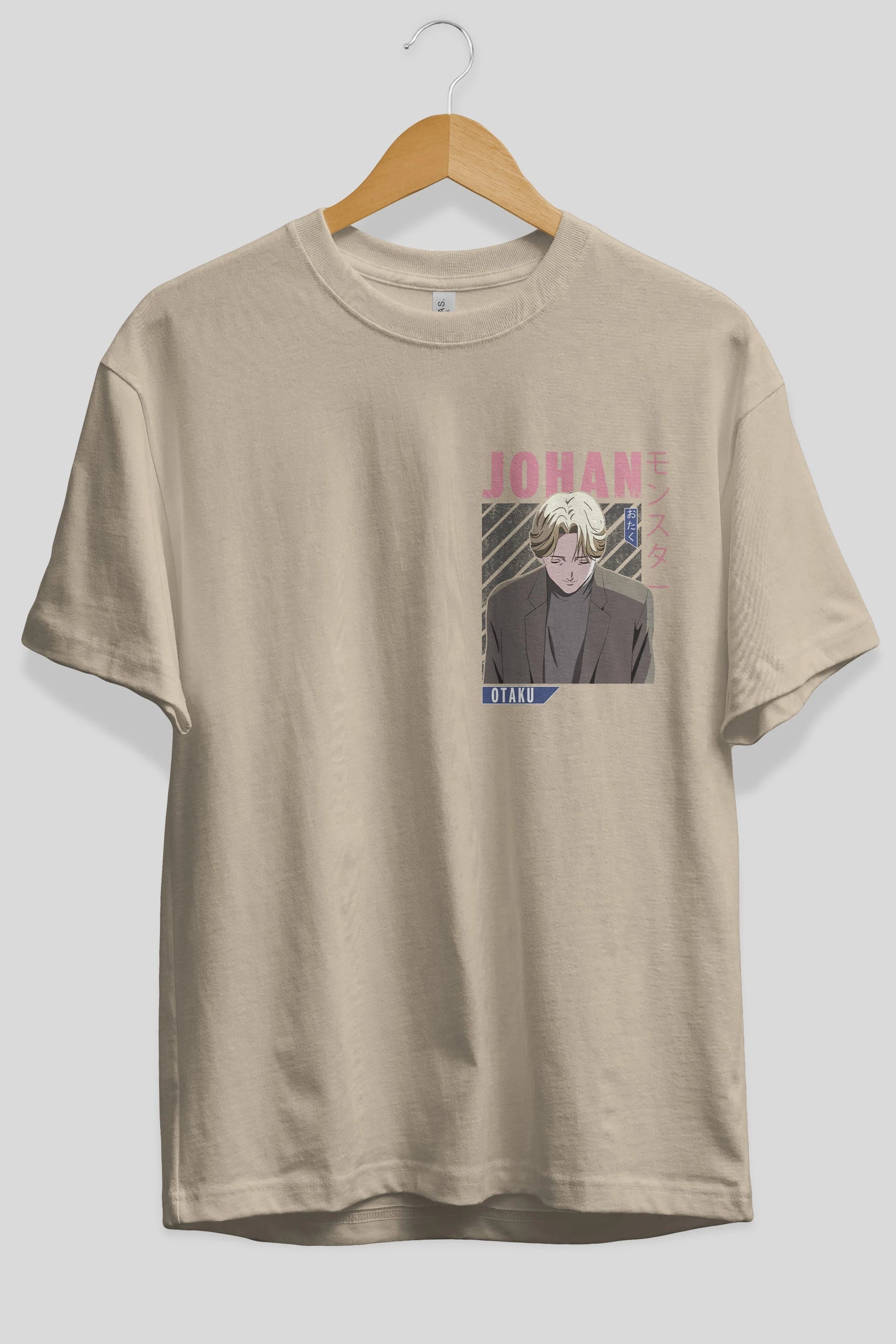 Johan Liebert MONSTER Ön Sol Baskılı Oversize t-shirt Erkek Kadın Unisex %100 Pamuk Bisiklet Yaka tişort