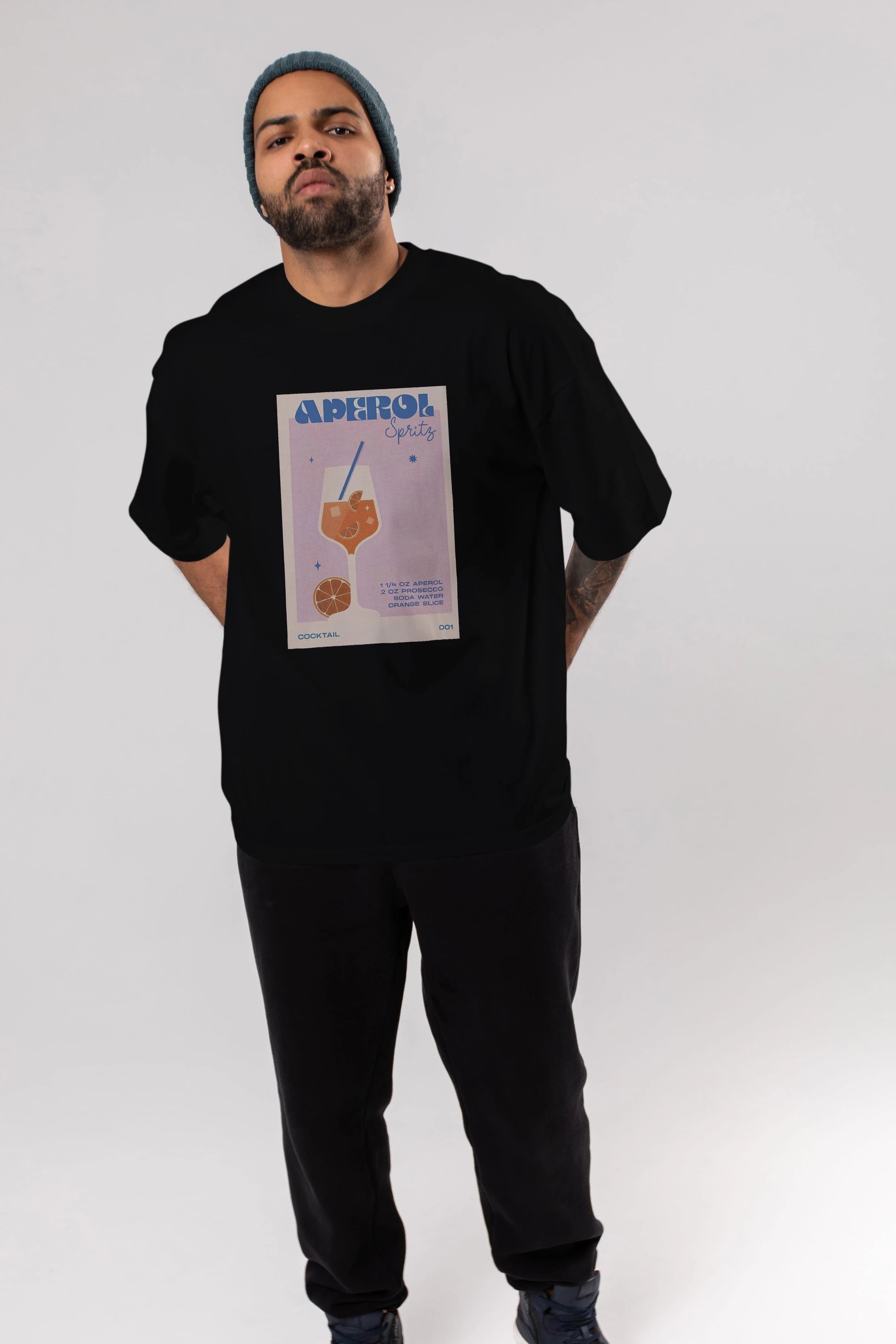 Aperol Spritz Ön Baskılı Oversize t-shirt Erkek Kadın Unisex %100 Pamuk Bisiklet Yaka tişort
