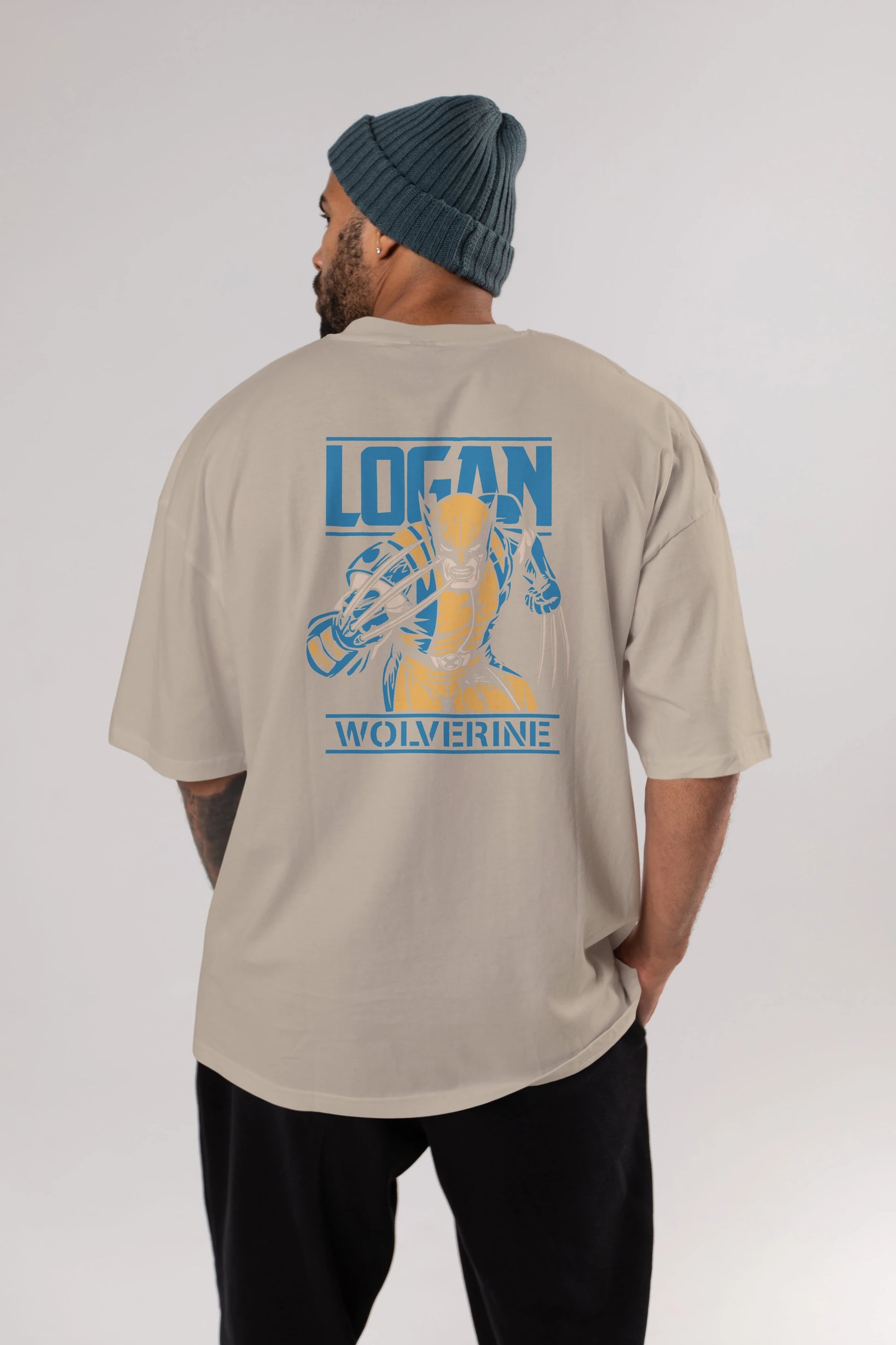 Wolverine Logan Arka Baskılı Oversize t-shirt Erkek Kadın Unisex %100 Pamuk Bisiklet Yaka tişort