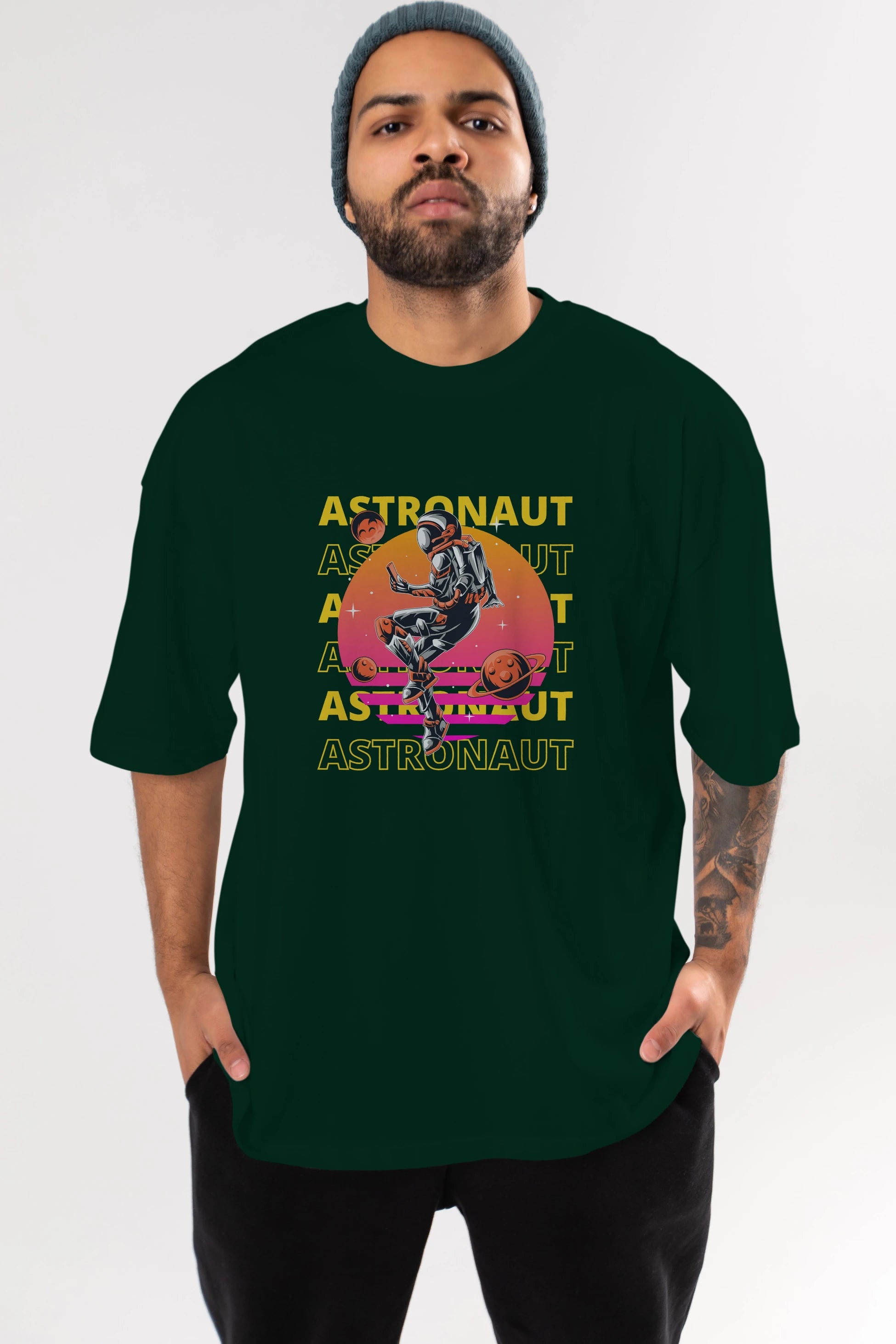 Astronaut Streetwear 2 Ön Baskılı Oversize t-shirt Erkek Kadın Unisex