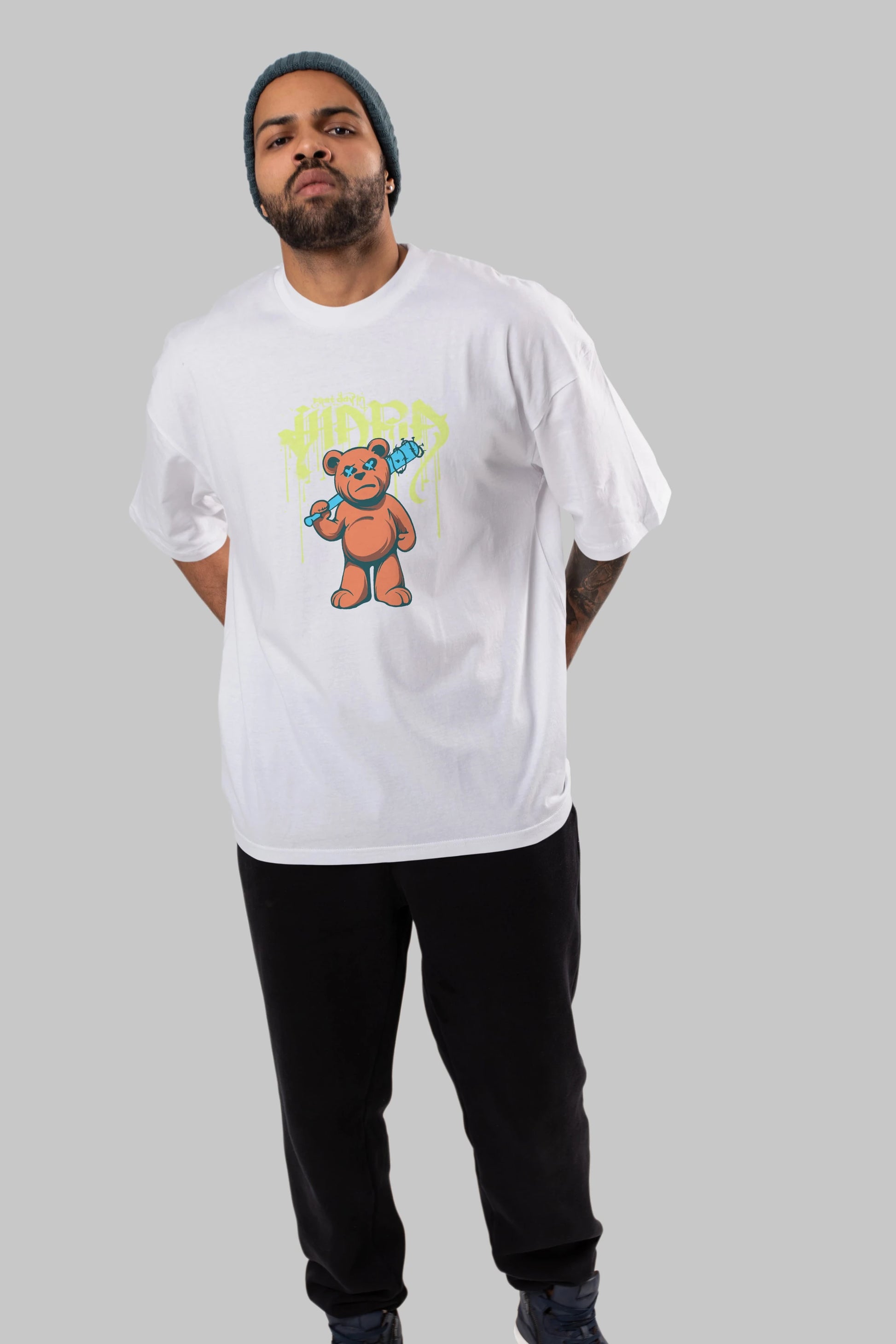 Hidra Bear Ön Baskılı Oversize t-shirt Erkek Kadın Unisex