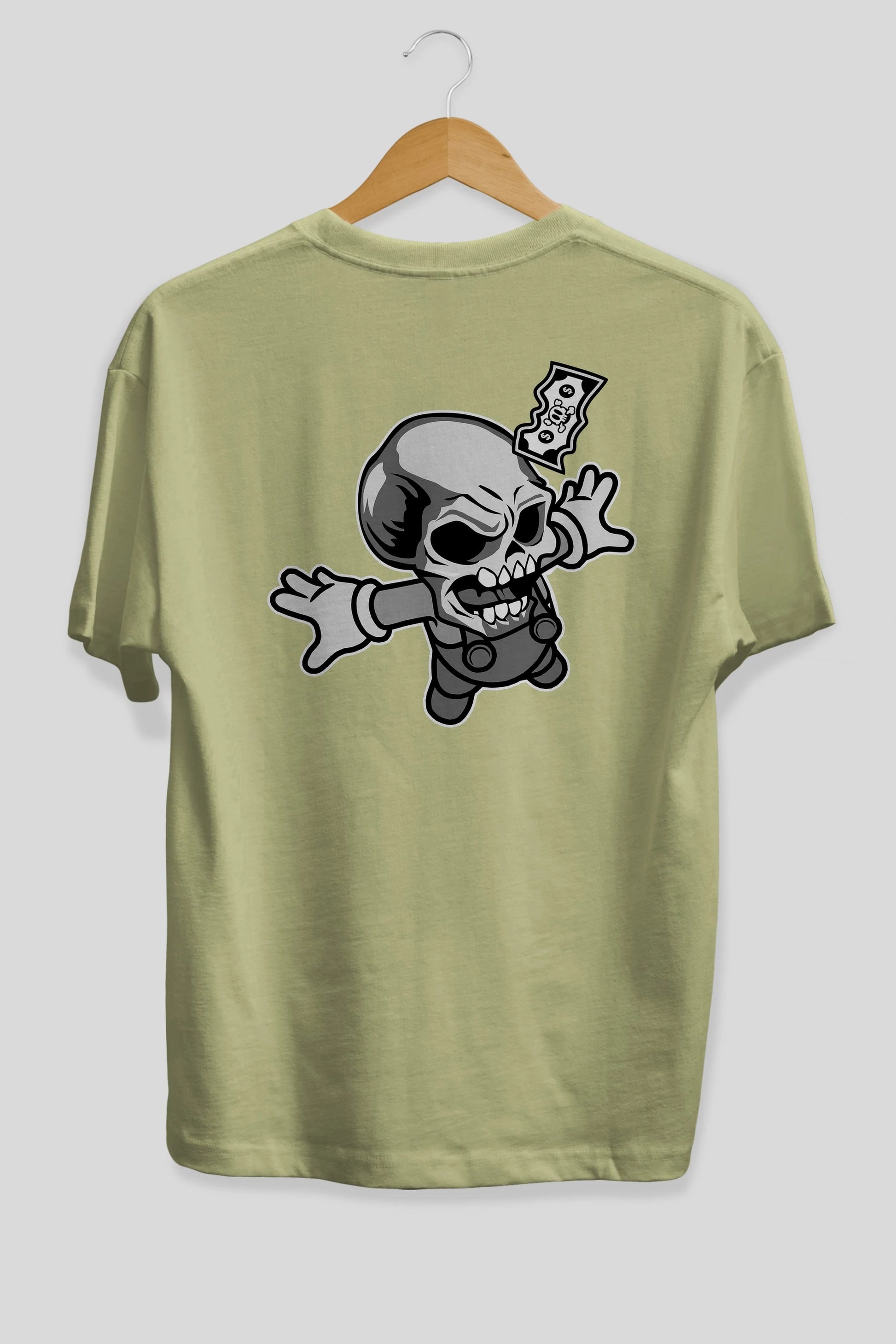 Skull Drowning Arka Baskılı Oversize t-shirt Erkek Kadın Unisex %100 Pamuk tişort