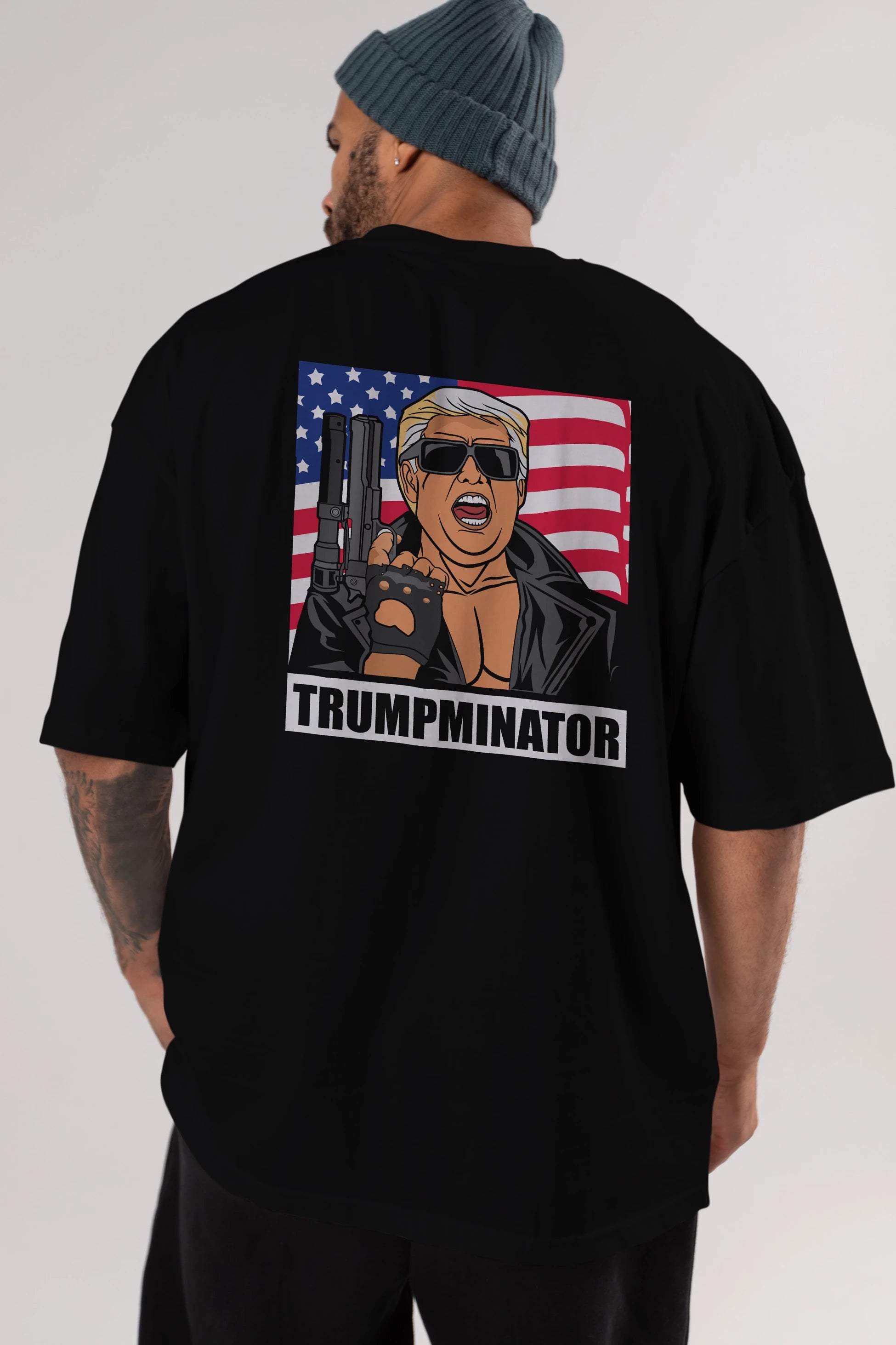 Trumpminator Arka Baskılı Oversize t-shirt Erkek Kadın Unisex %100 Pamuk tişort