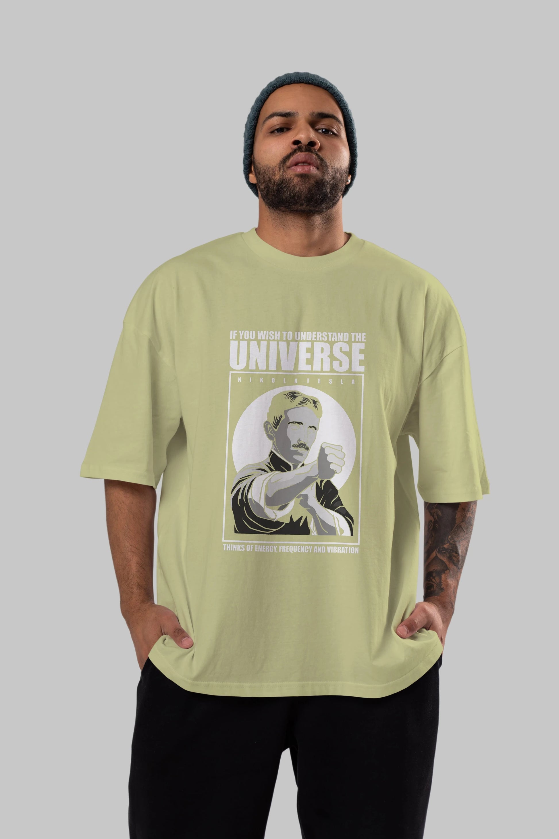 Nicola Tesla Ip Man Ön Baskılı Oversize t-shirt Erkek Kadın Unisex %100 Pamuk tişort
