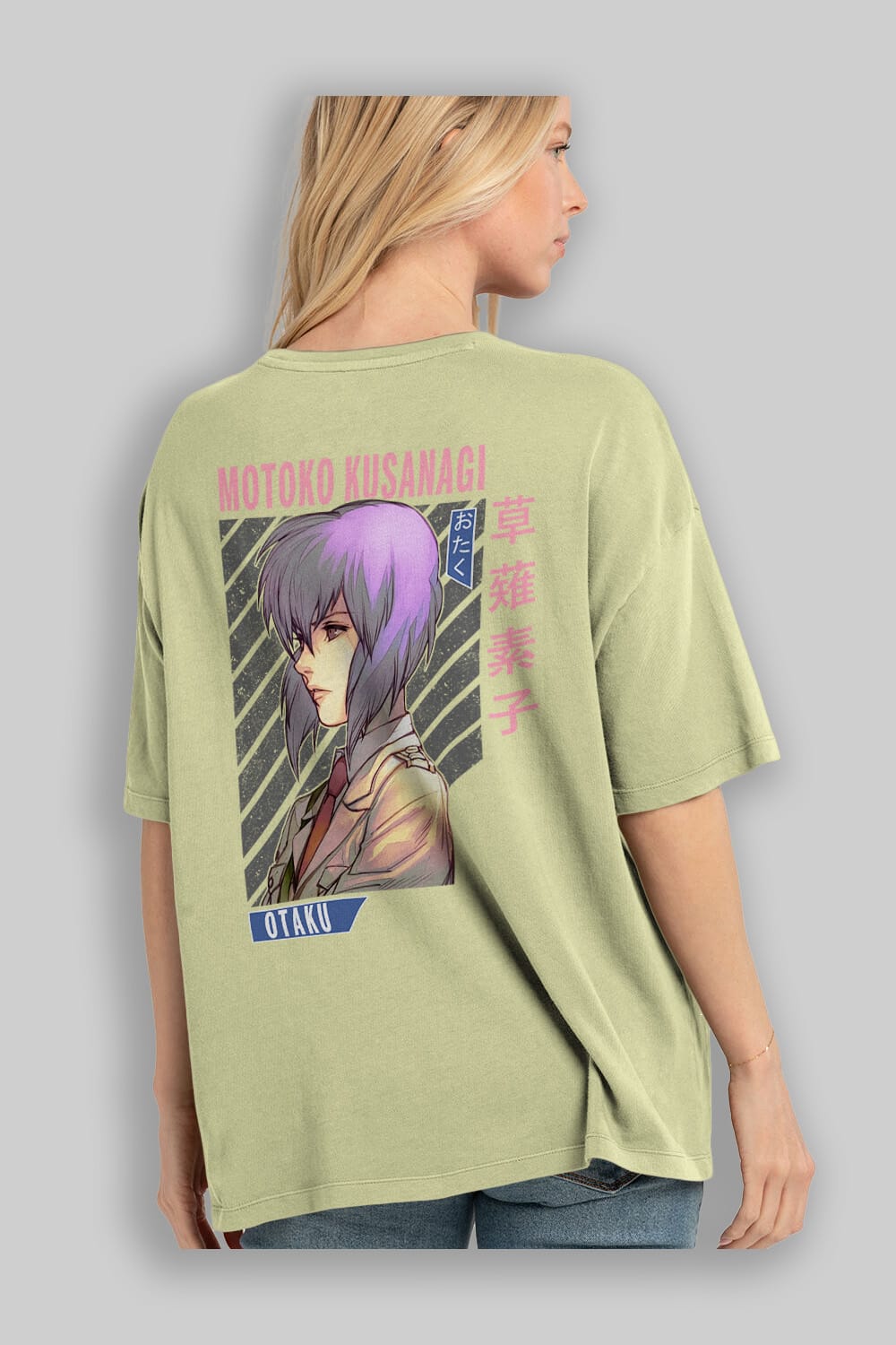 Motoko Kusanagi 4 Anime Arka Baskılı Oversize t-shirt Erkek Kadın Unisex